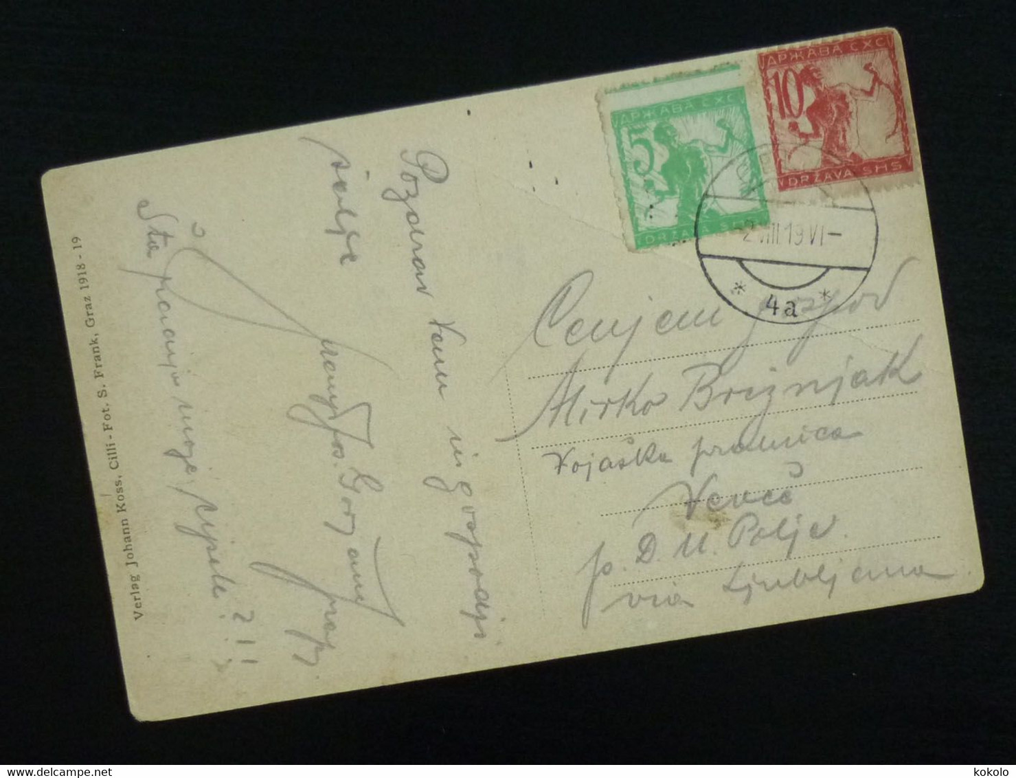 Slovenia 2. VIII 1919. - Folded - Postcard Cilli - Sent From Celje Via Ljubljana To..? US 1 - Cartas & Documentos