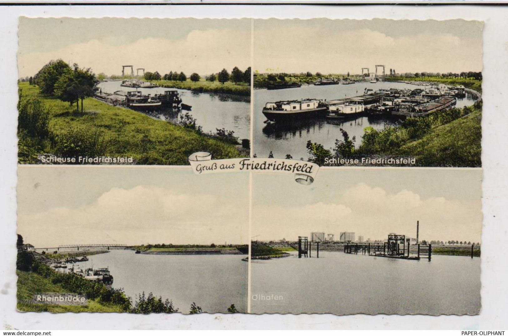 4223 VOERDE - FRIEDRICHSFELD, Schleuse, Ölhafen, Rheinbrücke, Binnenschiffe - Voerde