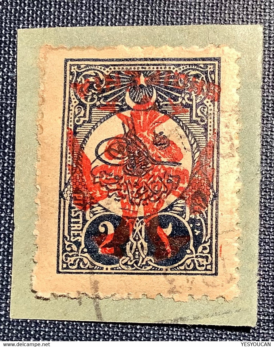 1913, Mi 8 RARE  ~1530€ VF Signed Scheller: Turkey 2 Pia With RED INVERTED !  Ovpt Eagle & Shqipenia(Albania Albanie - Albania