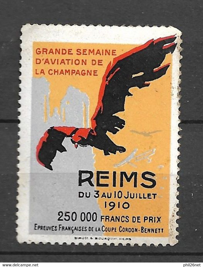 Vignette  Aigle  Semaine De L'Aviation De Champagne Reims Du 03 Au10/07/1910  Neuf */** B/TB  Le  Moins Cher Du Site ! ! - Sports