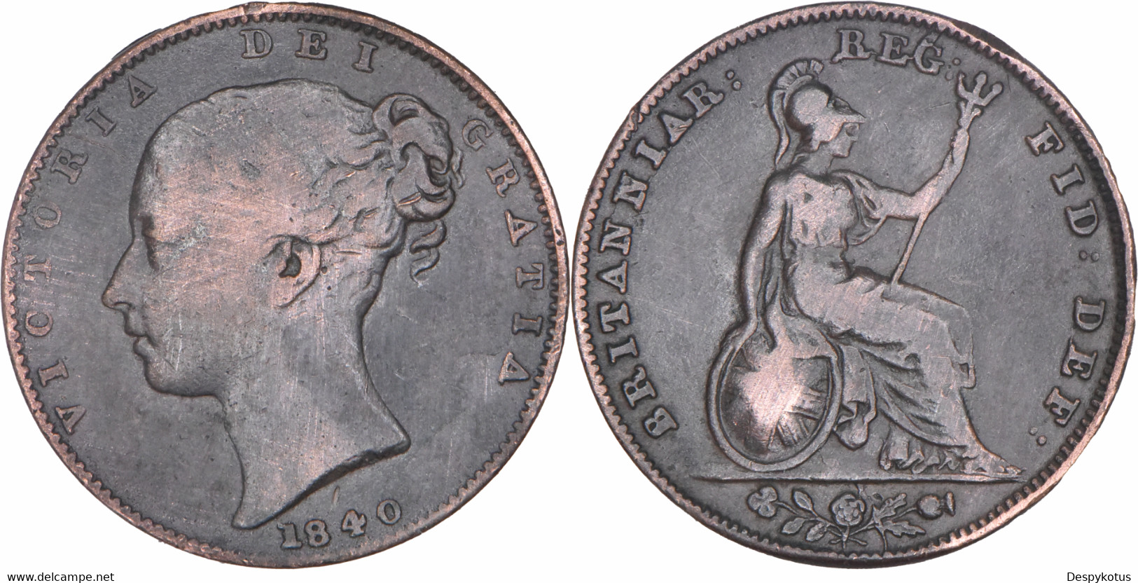 Grande-Bretagne - 1840 - 1 Farthing - Queen Victoria - 01-199 - B. 1 Farthing