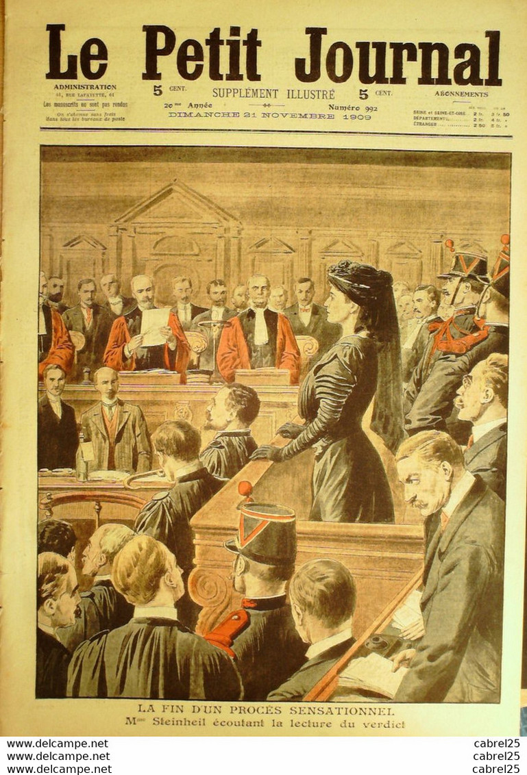 Petit Journal-1909-992-Affaire LAFARGE, Procès STEINHEIL-Russie HUISSIER ENFERME - Le Petit Journal