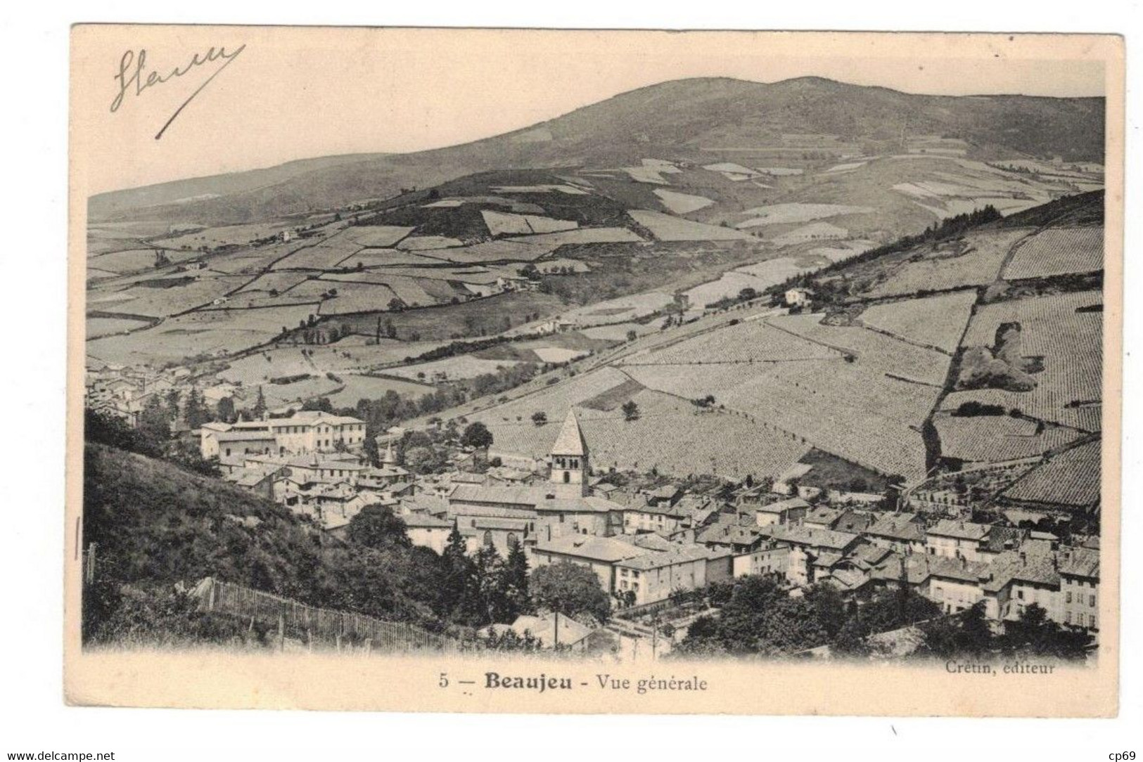 Beaujeu Vue Générale Aérienne Rhône 69430 N°5 Cpa Ayant Voyagée En 1914 En TB.Etat - Beaujeu