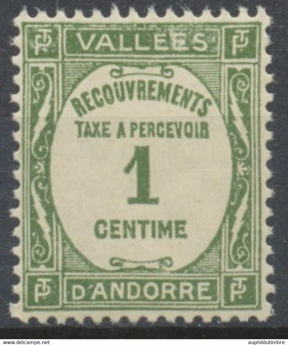 Andorre FR Timbre-Taxe N°16 1c. Olive N** ZAT16 - Ongebruikt