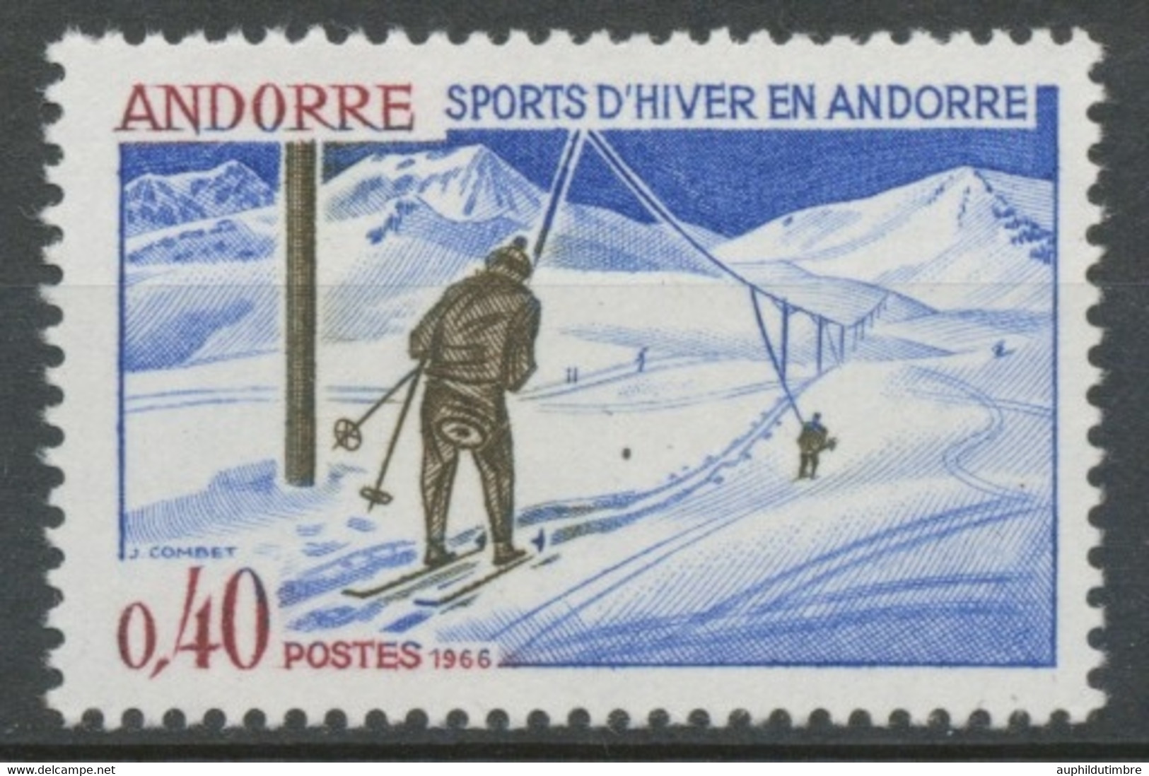 Andorre FR N°176 40c Vert-bleu/lilas-brun N** ZA176 - Ongebruikt