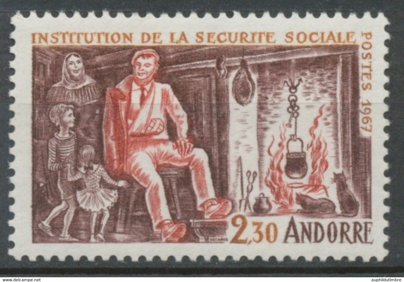 Andorre FR N°183 2f.30 Brun-violet/rouge NEUF** ZA183 - Neufs