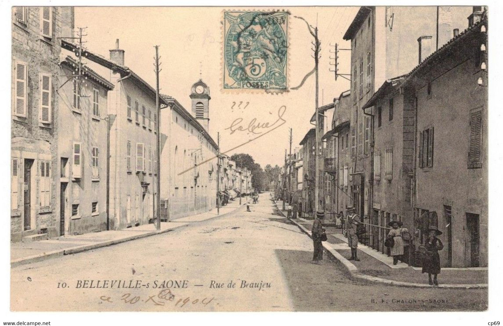 Belleville-en-Beaujolais Rue De Beaujeu Rhône 69220 N°10 Cpa Ayant Voyagée En 1904 En TB.Etat - Belleville Sur Saone