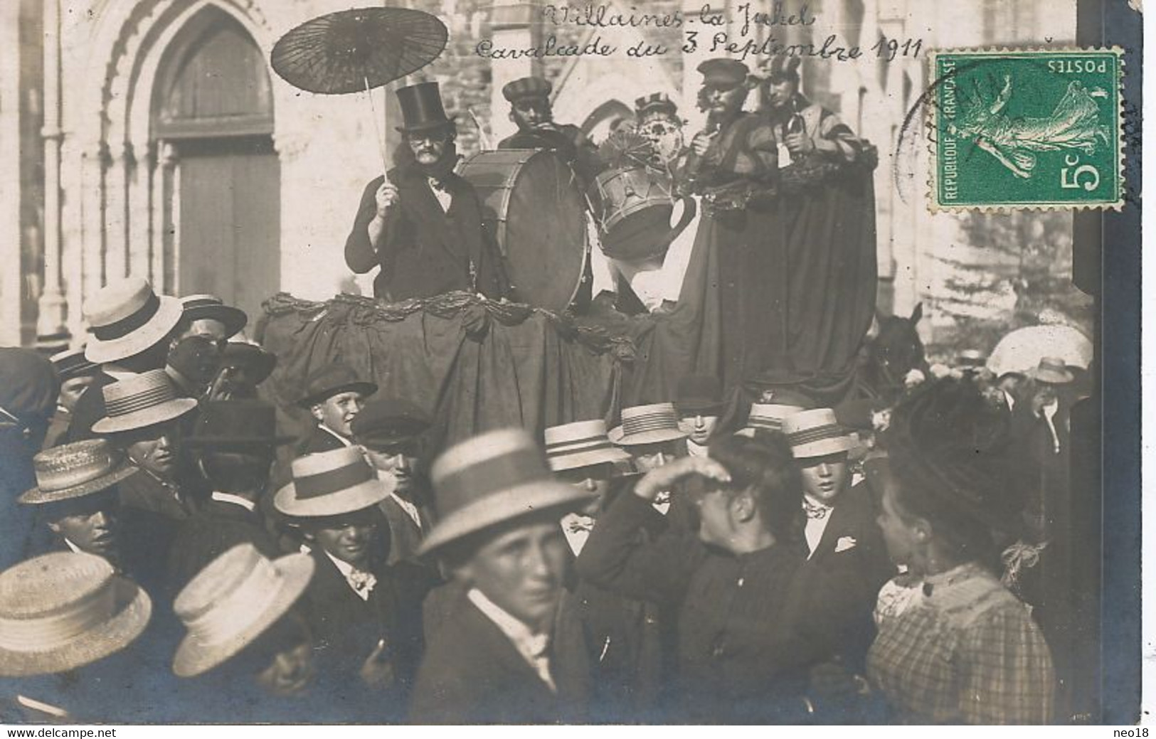 Carte Photo Villaines La Juhel Cavalcade 3/9/1911 - Villaines La Juhel