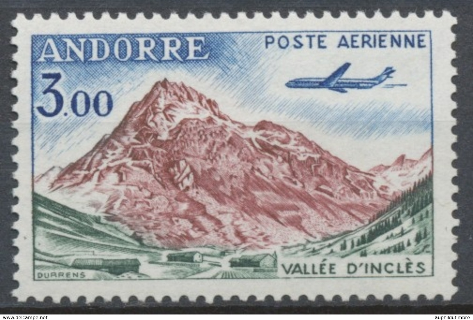 Andorre FR P. Aérienne N°6 3f. Vallée D'Inclès N** ZAA6 - Luchtpost