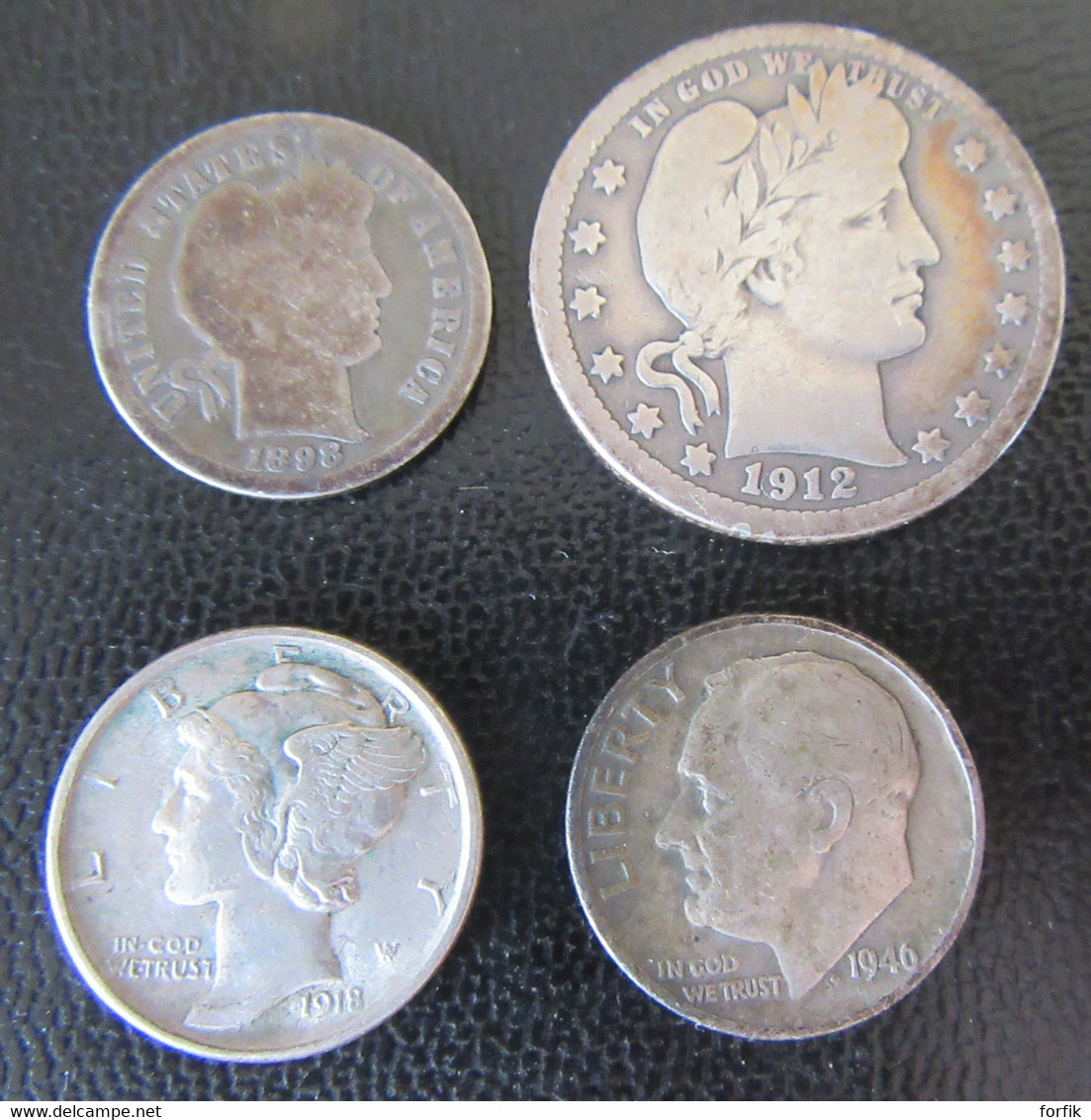 Etats-Unis / United States - 4 Monnaies Argent Silver - One Dime 1898, 1918, 1946 + Quarter Dollar 1912 - Verzamelingen