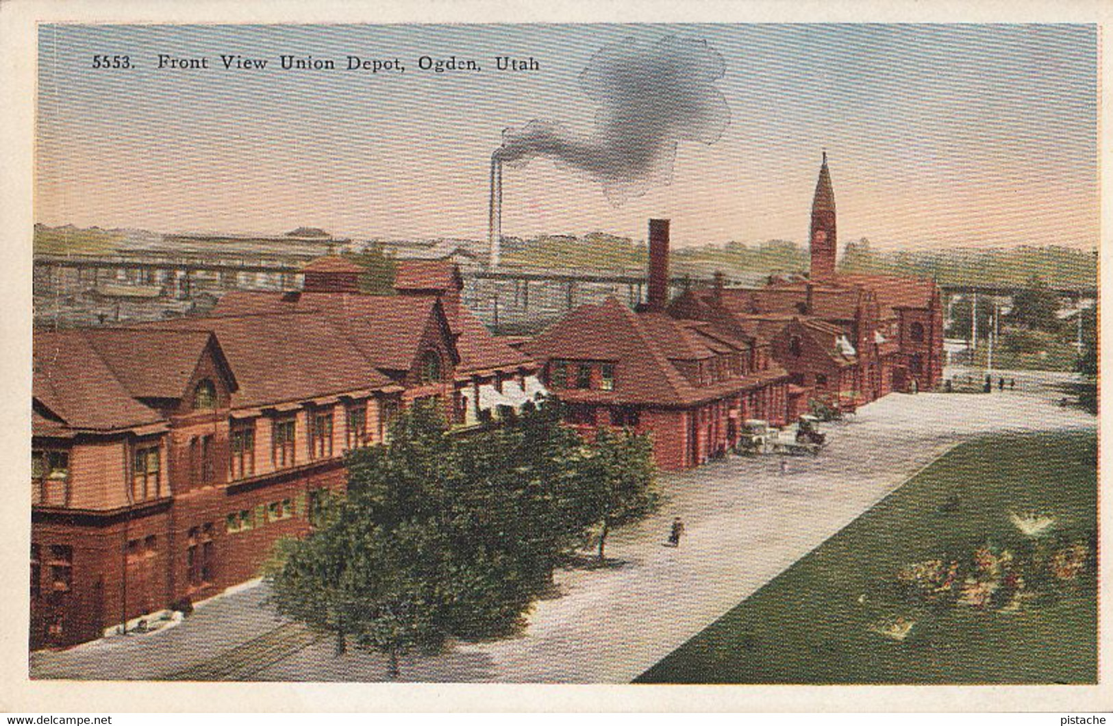 1153 – Ogden Utah – Front View Union Depot – Train Station – By H.H.T. Co. No. 5553 – VG Condition - Ogden