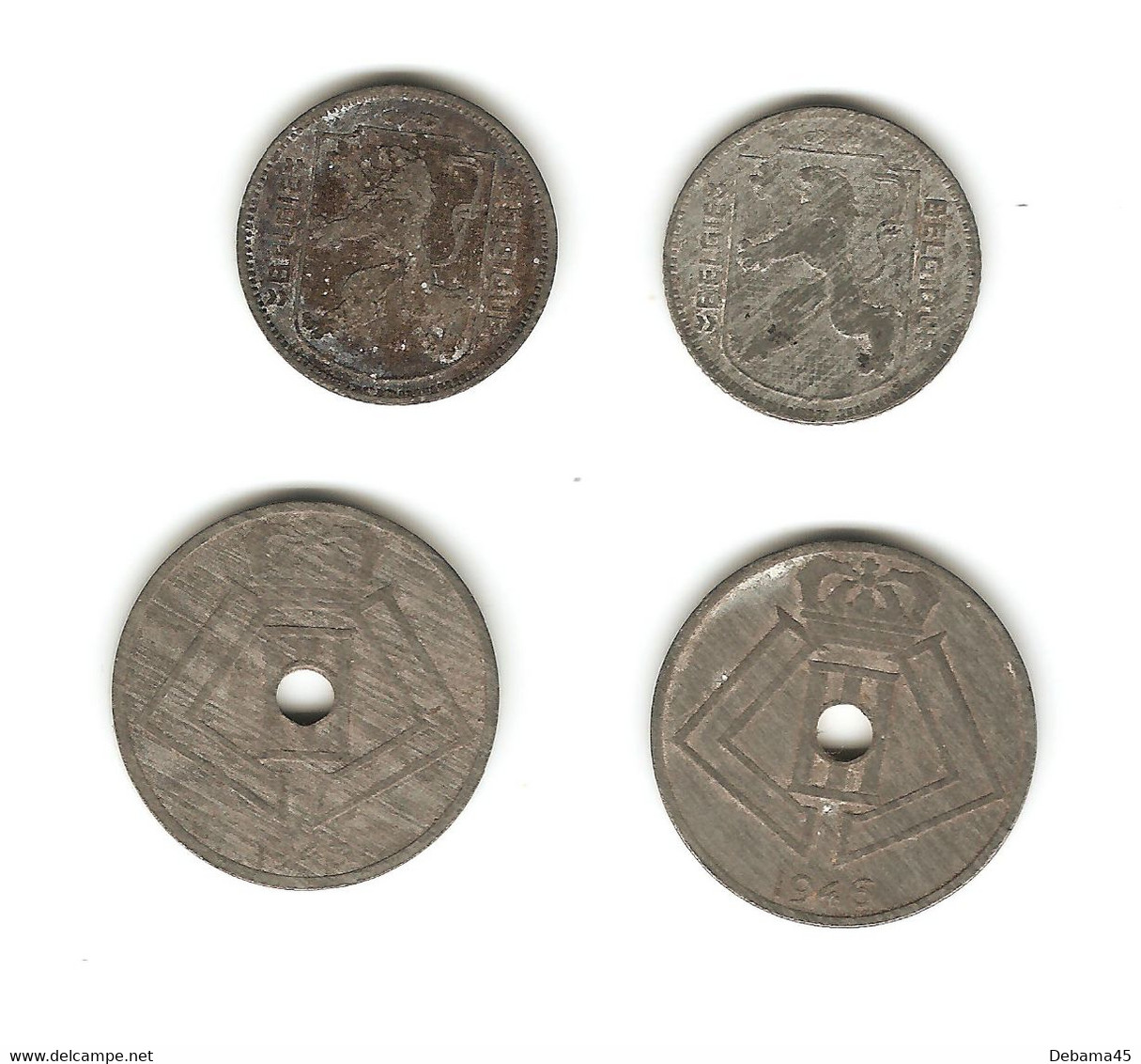 69/ Belgique : 2 X 25 Centimes : 1943 Et 1946 - 2 X 1 Franc : 1942 X 2 - 25 Cent