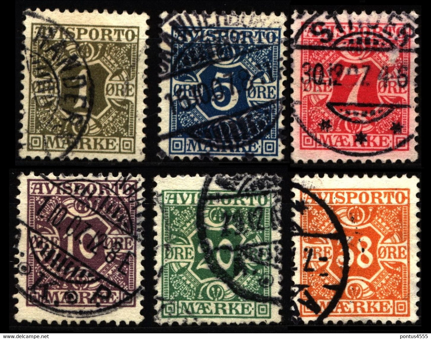 Denmark 1907 Mi V1-V6 Newspaper Stamps - Dienstmarken