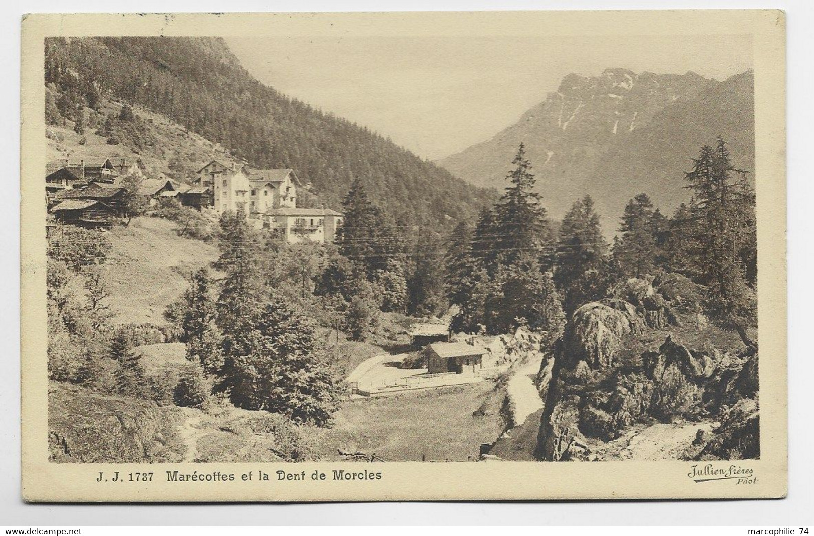 HELVETIA SUISSE 5C CARTE MARECOTTES VALAIS AMBULANT MARTIGNY  CHATELARD 1910  POSTE AMB + GRIFFE MARECOTTES - Covers & Documents