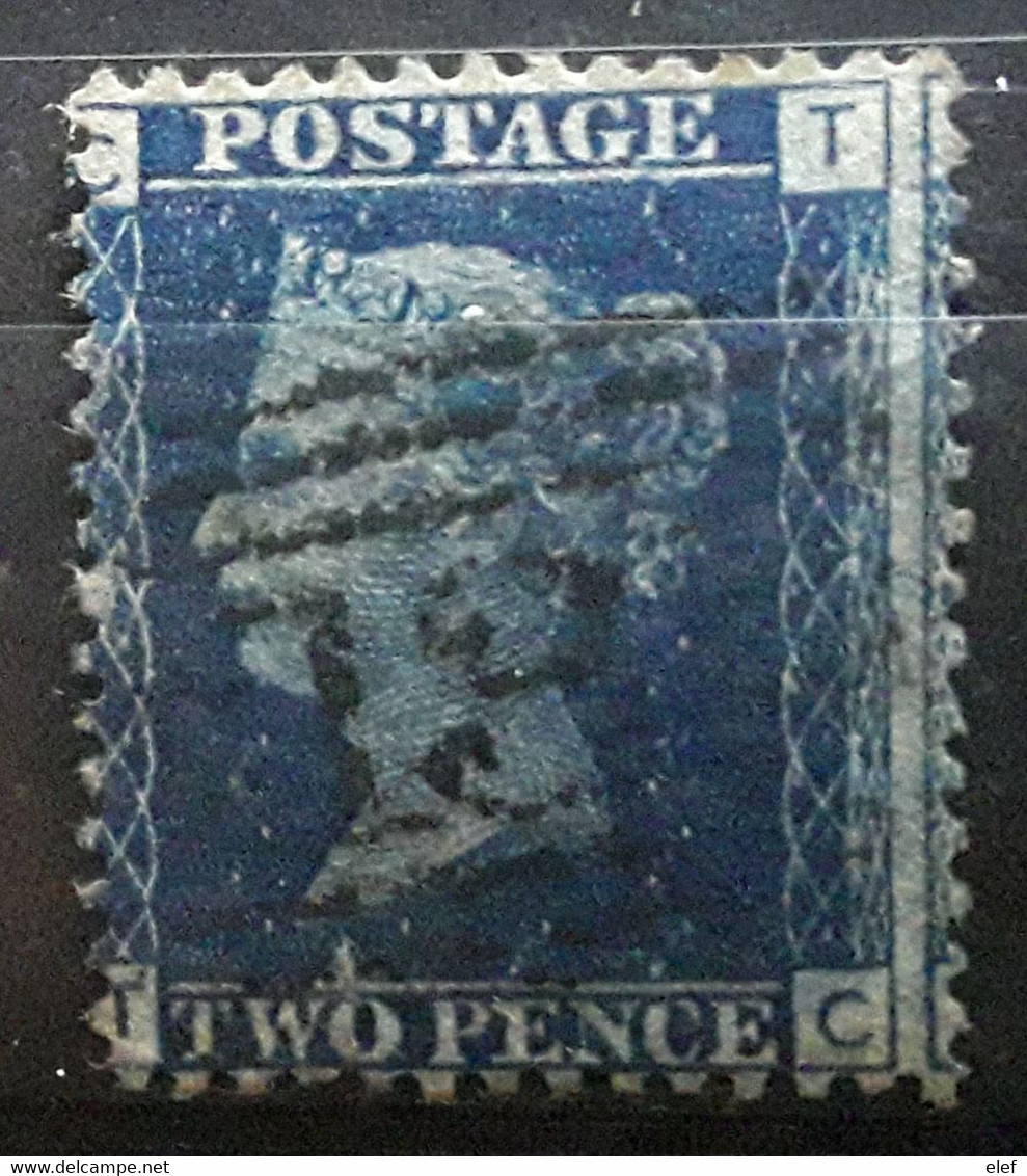 GB VICTORIA 1858  - 1864, Yvert No 27 ,  Two Pence Bleu Foncé  VARIETE PIQUAGE  Plate Planche 15 , Obl TB - Usados