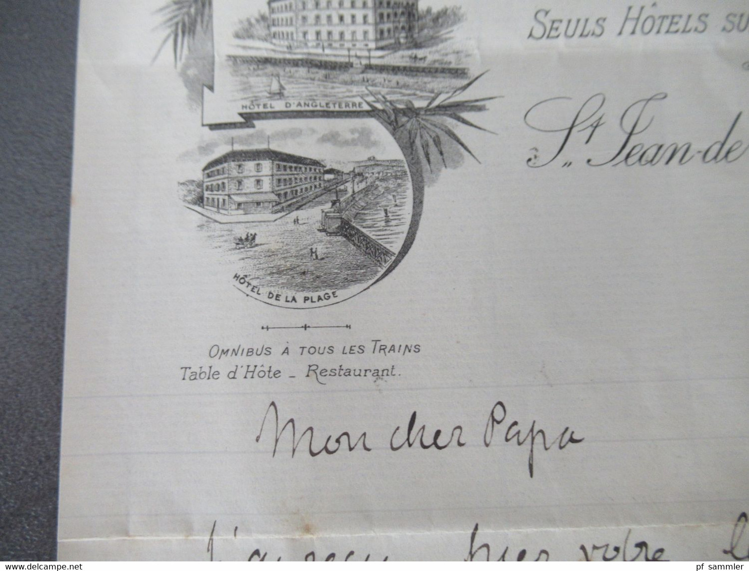 Frankreich 1897 Hotelpost / Hotel Briefpapier Grand Hotel D'Angleterre Hotel De La Plage Reunis St. Jean De Luz - Documents De La Poste