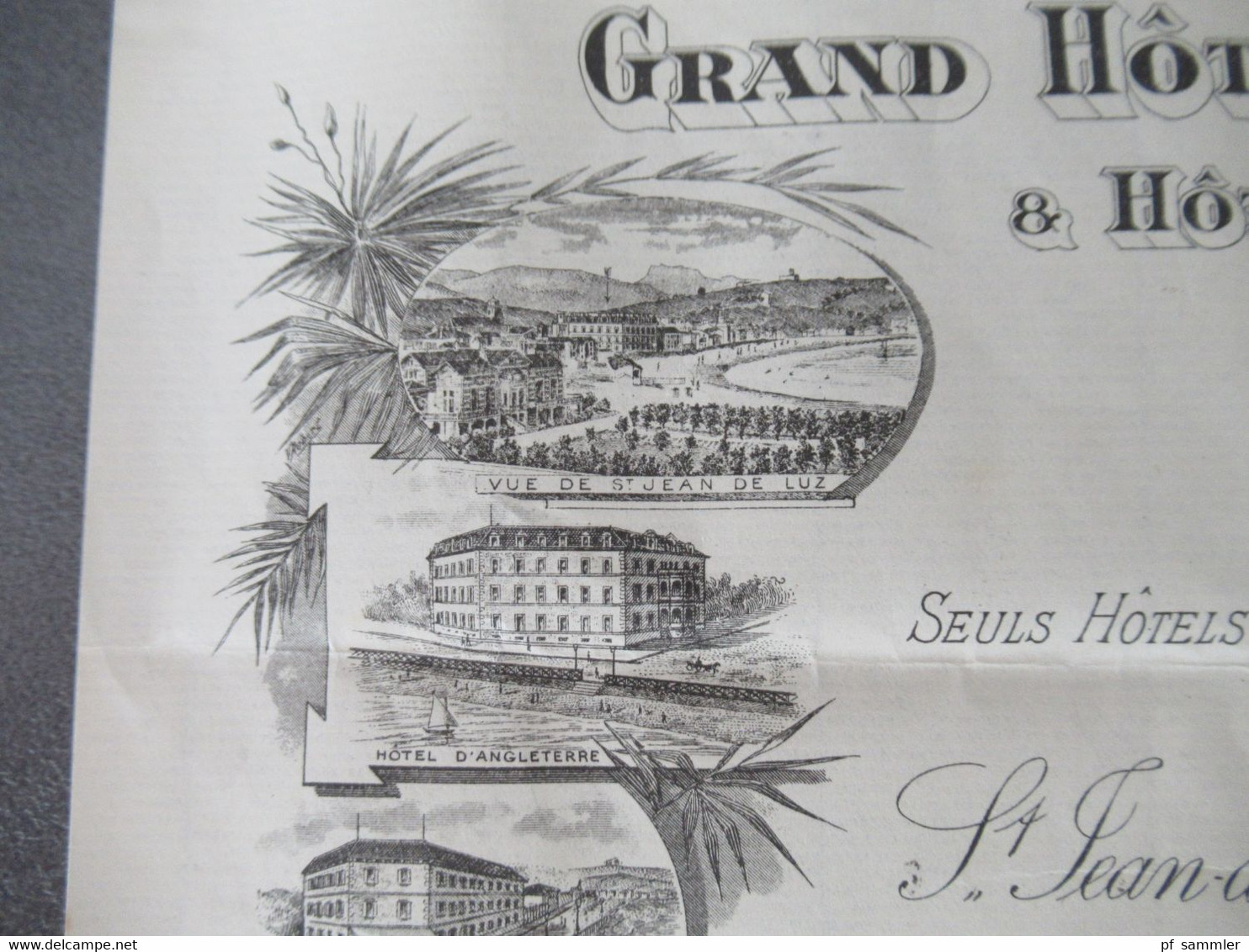 Frankreich 1897 Hotelpost / Hotel Briefpapier Grand Hotel D'Angleterre Hotel De La Plage Reunis St. Jean De Luz - Documentos Del Correo