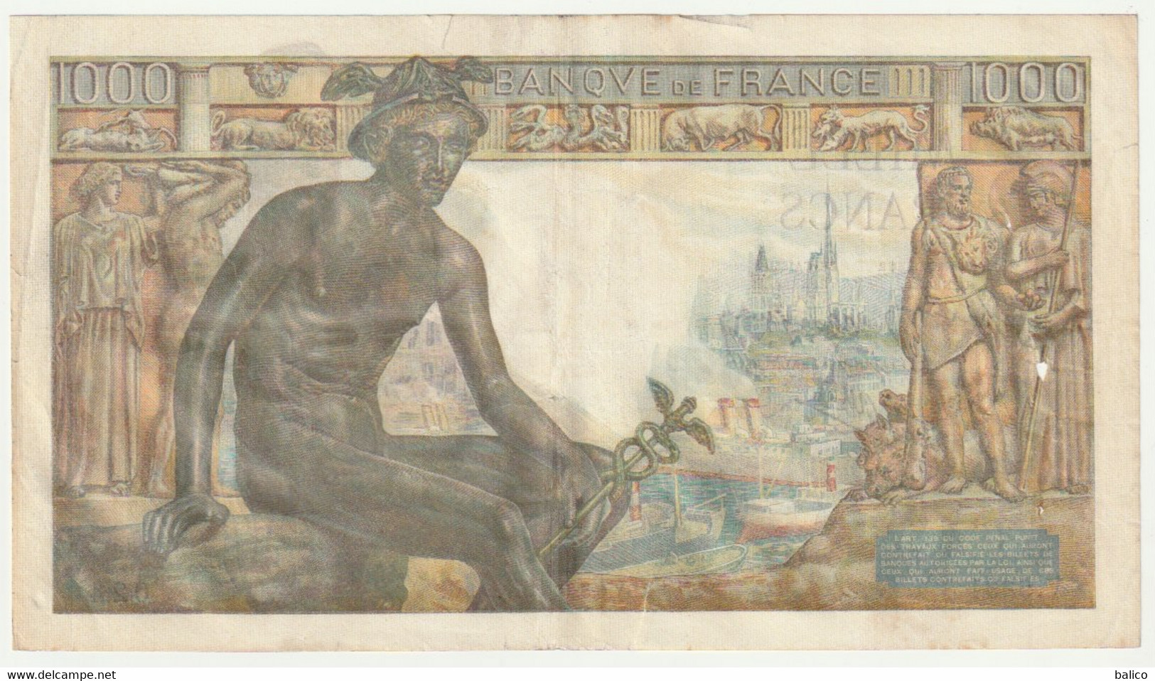 Billet De 1000 Francs - Déesse DEMETER  - 6 - 5 - 1943  France  - N°  V.5231-024 - 1 000 F 1942-1943 ''Déesse Déméter''