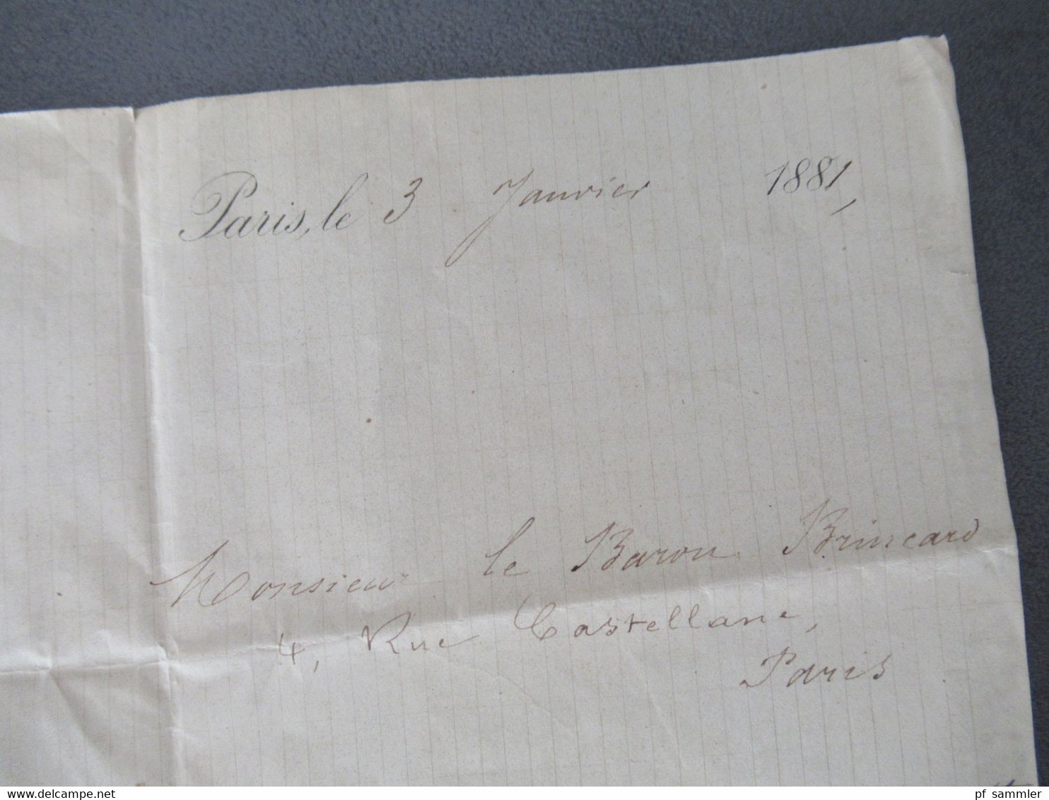 Frankreich 1881 Brief / Inhalt Briefkopf Au Pont Notre Dame Allez Freres Buanderies An Den Baron Brincard - Documents Of Postal Services