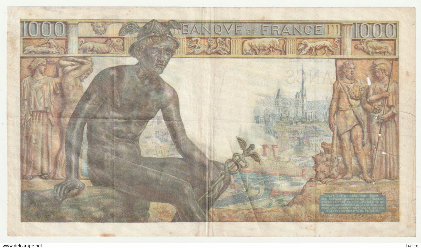 Billet De 1000 Francs - Déesse DEMETER  - 6 - 5 - 1943  France  - N°  L.5266-543 - 1 000 F 1942-1943 ''Déesse Déméter''