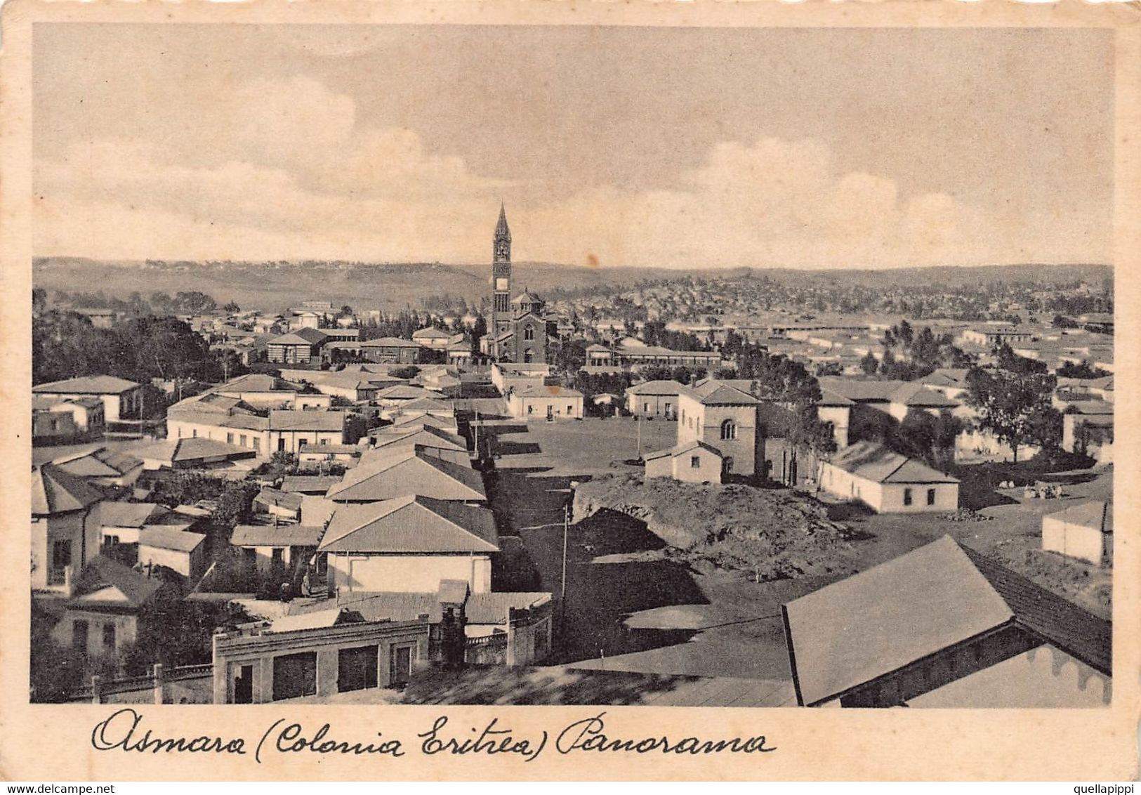 013813 "ASMARA - COLONIA ERITREA - PANORAMA"   CART SPED 1936 - Eritrea