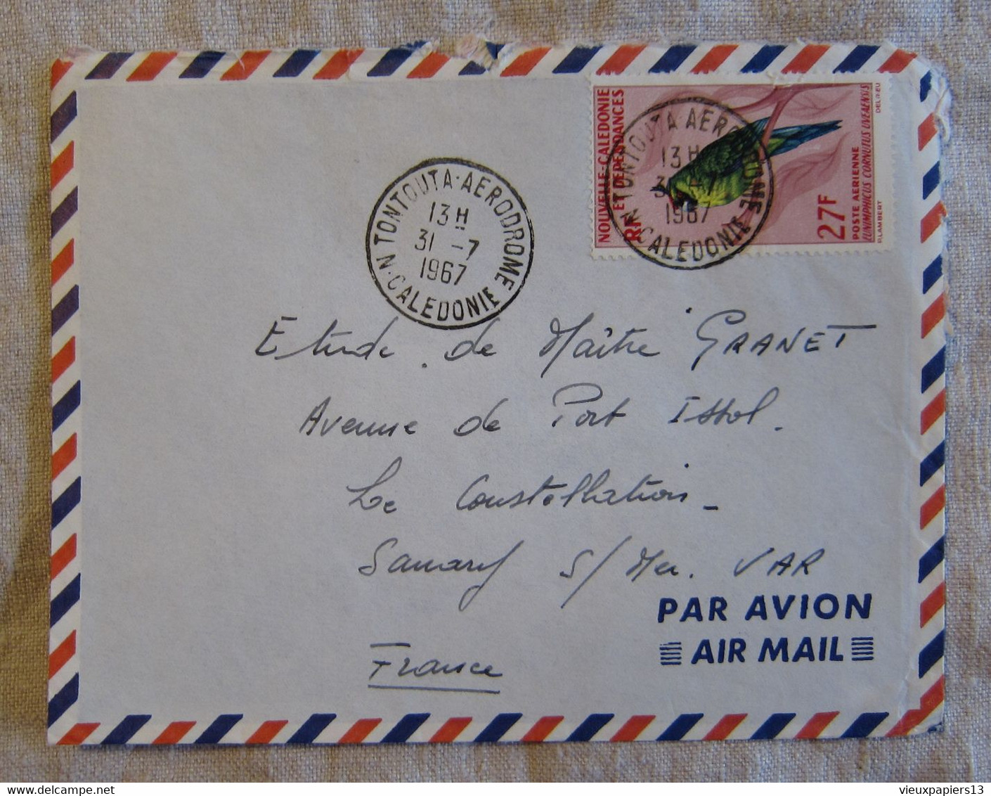 Lettre Avion Nouvelle Calédonie - Lot 7 Lettres 1966-1967 Affranchissements Divers - Airmail Covers Pour Sanary - Briefe U. Dokumente