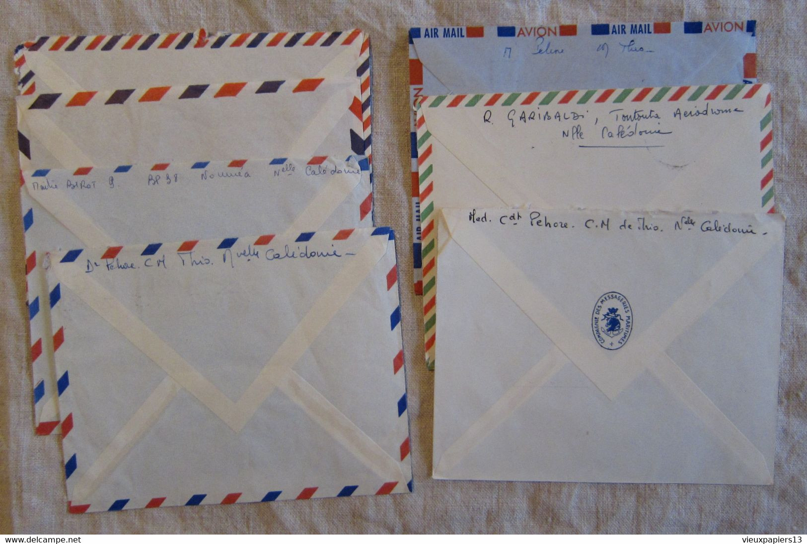 Lettre Avion Nouvelle Calédonie - Lot 7 Lettres 1966-1967 Affranchissements Divers - Airmail Covers Pour Sanary - Briefe U. Dokumente