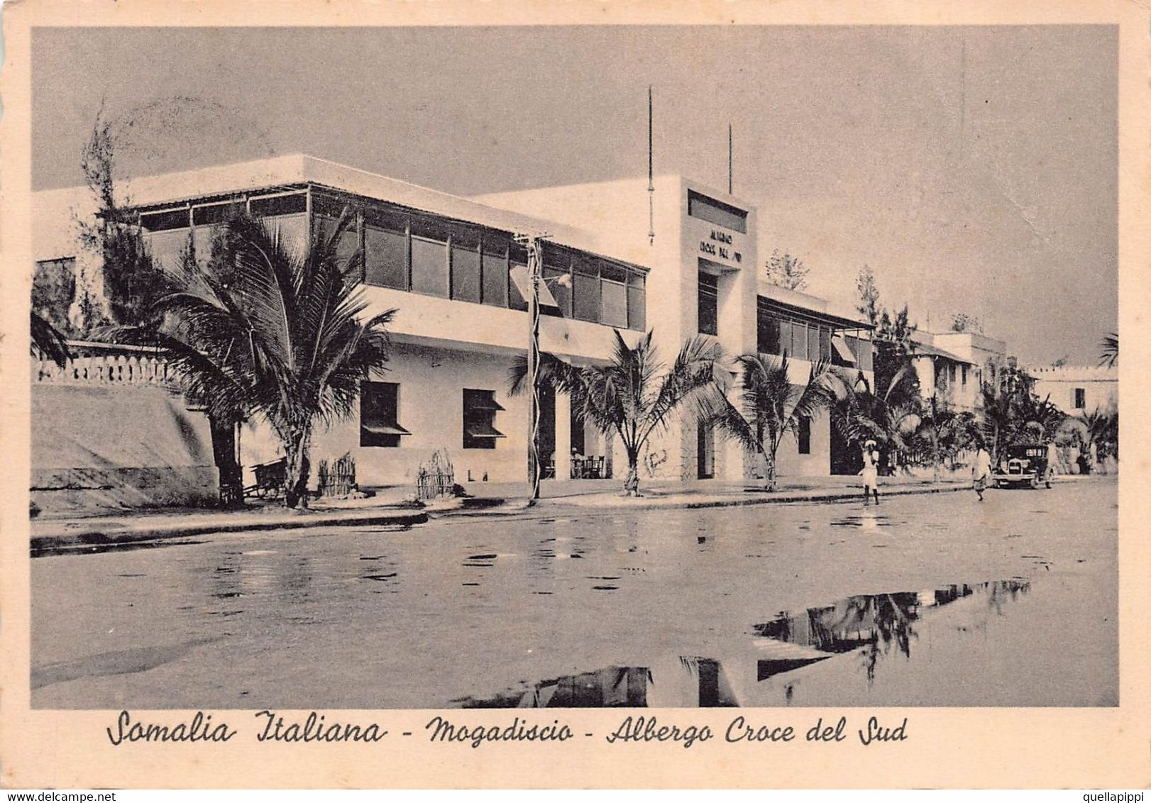 013818 "SOMALIA ITALIANA - MOGADISCIO - ALBERGO CROCE DEL SUD" ANIMATA.  CART SPED 1914 - Somalië