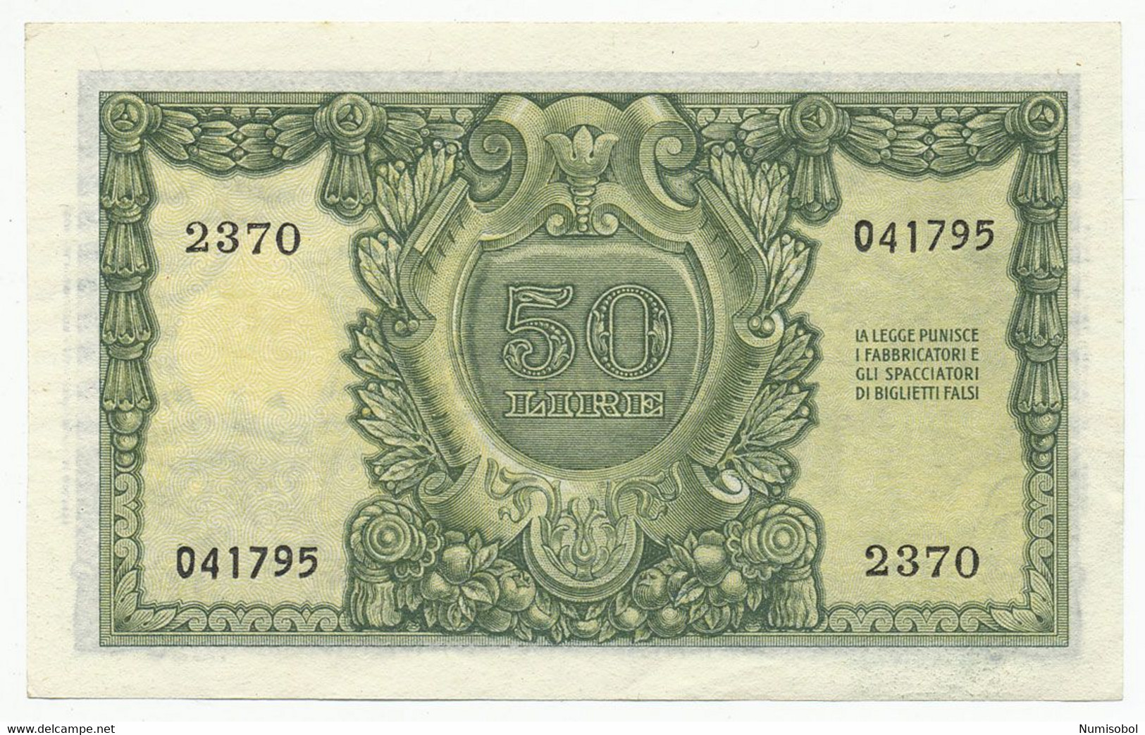 ITALY - 50 Lire 31. 12. 1951. P91a, AUNC (T040) - 50 Liras
