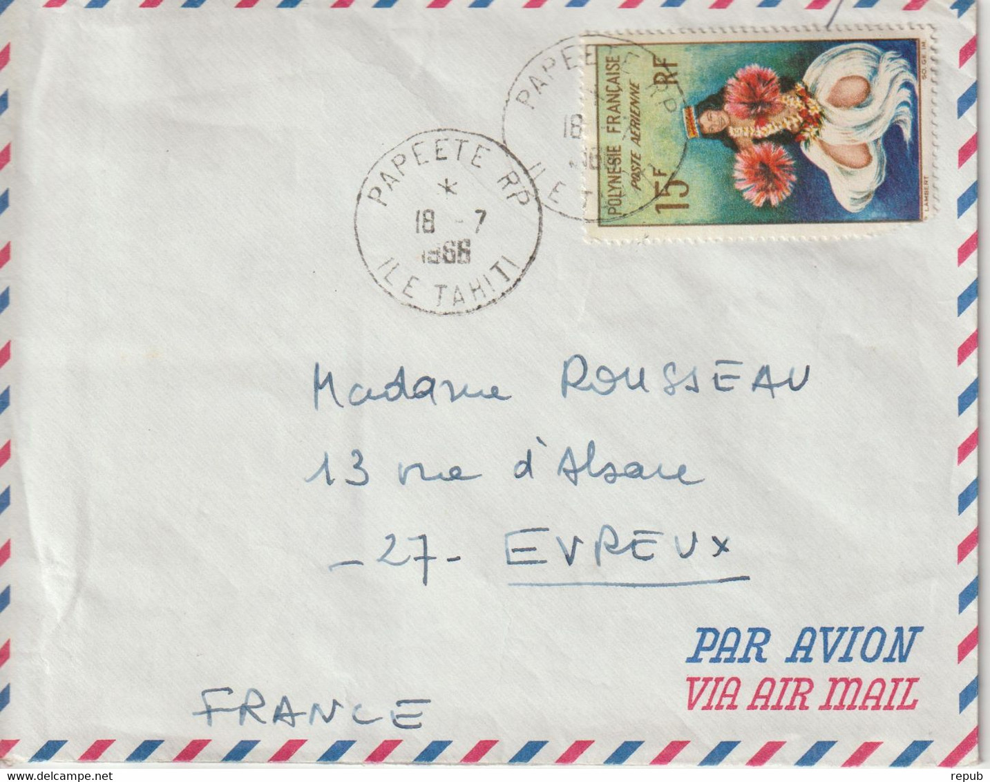 Lettre Polynésie 1966 Pour La France - Covers & Documents