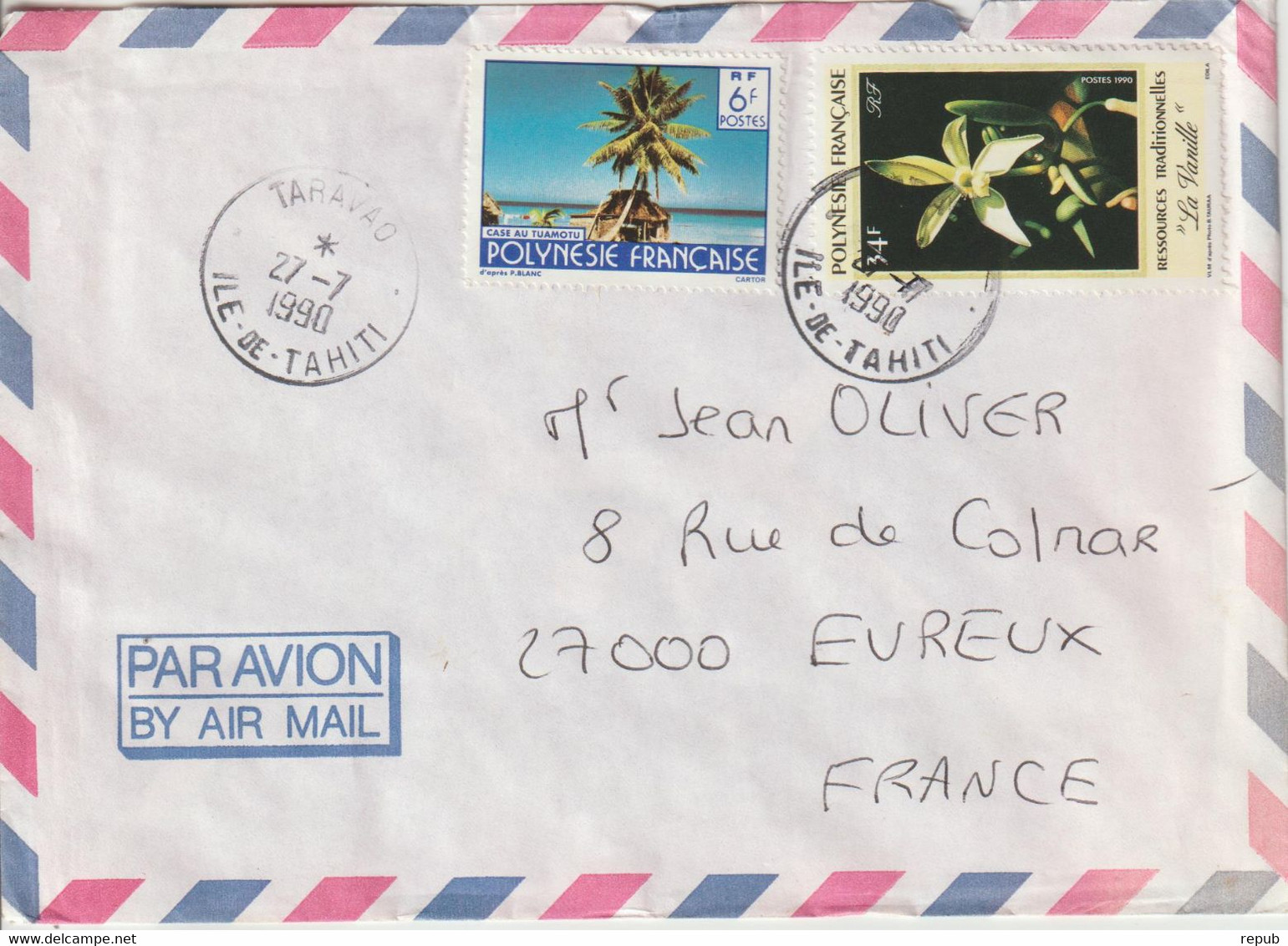 Lettre Polynésie 1990 Pour La France - Covers & Documents