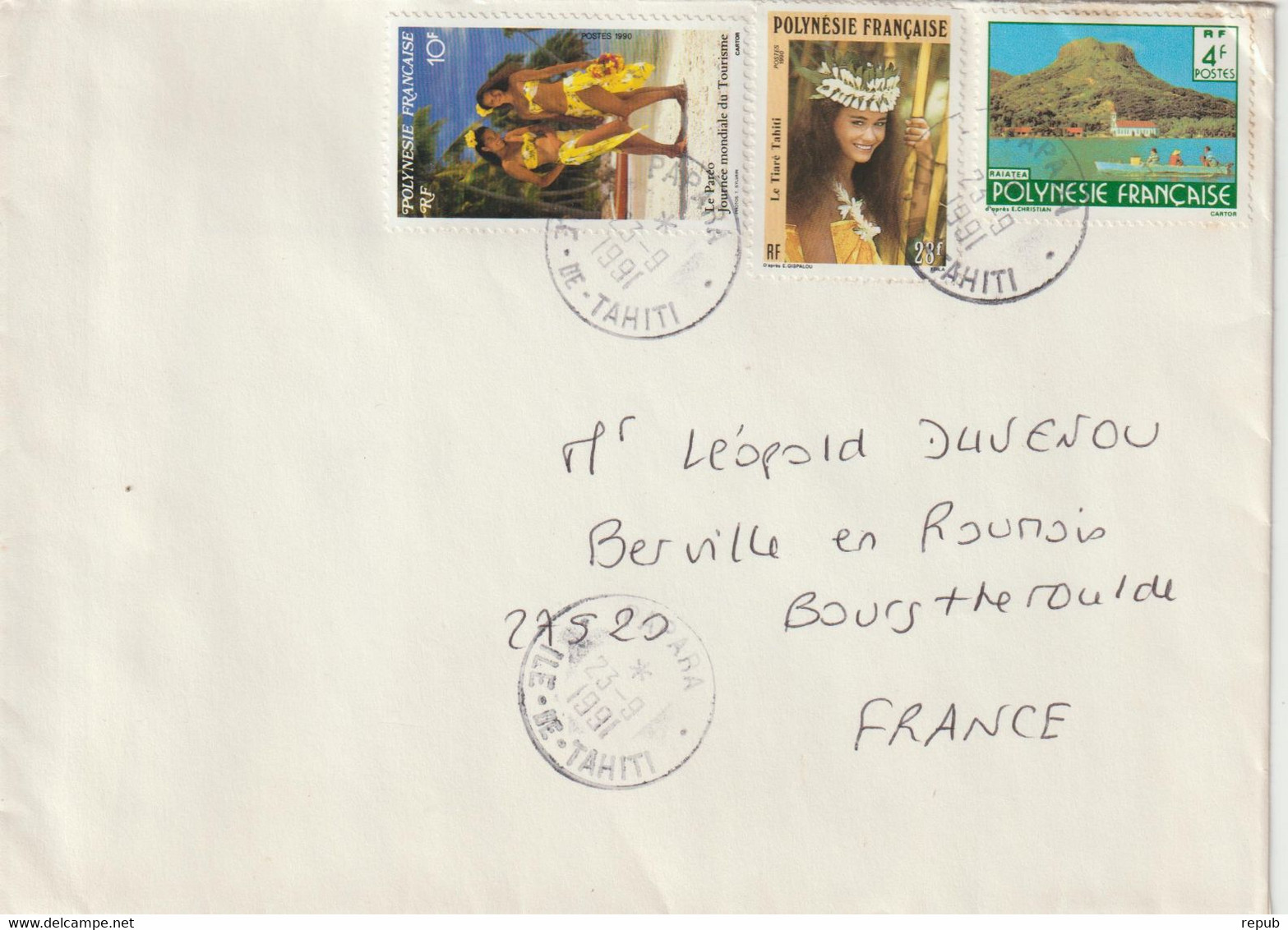 Lettre Polynésie 1991 Pour La France - Covers & Documents