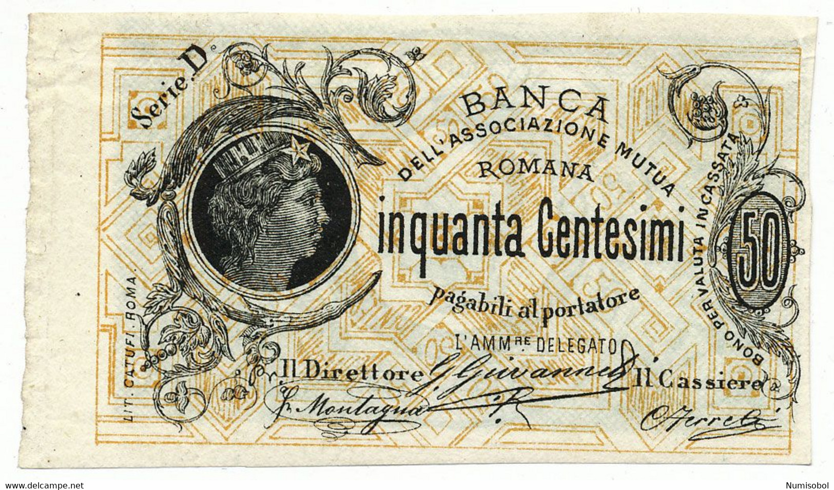 ITALY - 50 Centisimi (Banca Dell'associazione Mutua) (T140) - [ 4] Vorläufige Ausgaben