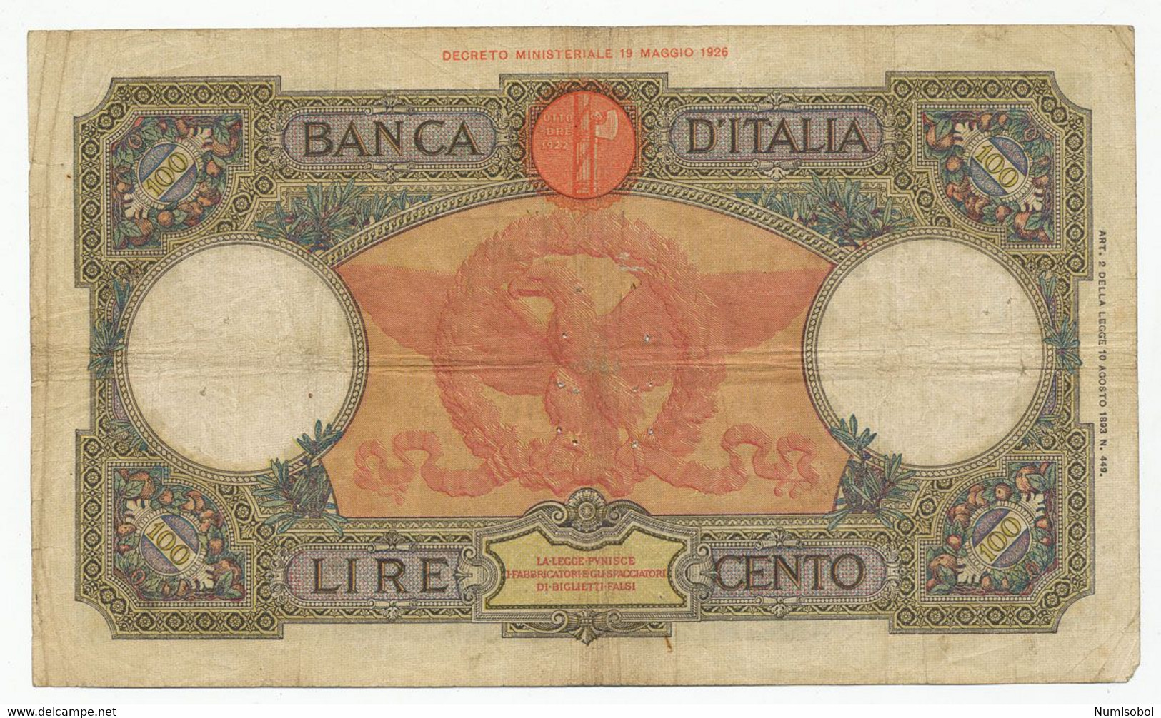 ITALY - 100 Lire 21. 12. 1933. P55a (T145) - 100 Liras