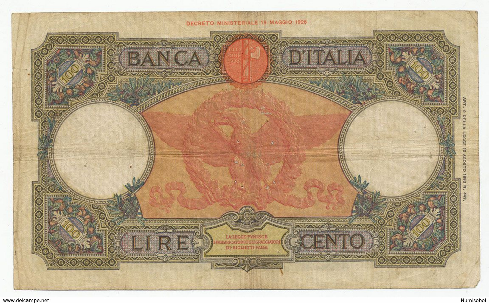 ITALY - 100 Lire 21. 12. 1933. P55a (T145) - 100 Lire