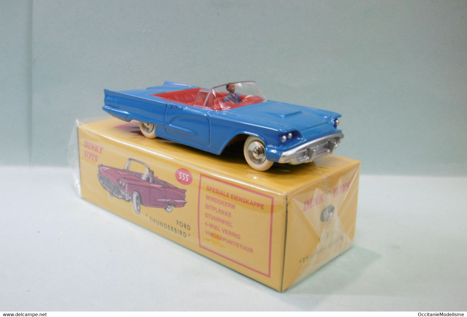 Dinky Toys / Atlas - FORD THUNDERBIRD T-BIRD Convertible Bleu Réf. 555 Neuf NBO 1/43 - Dinky