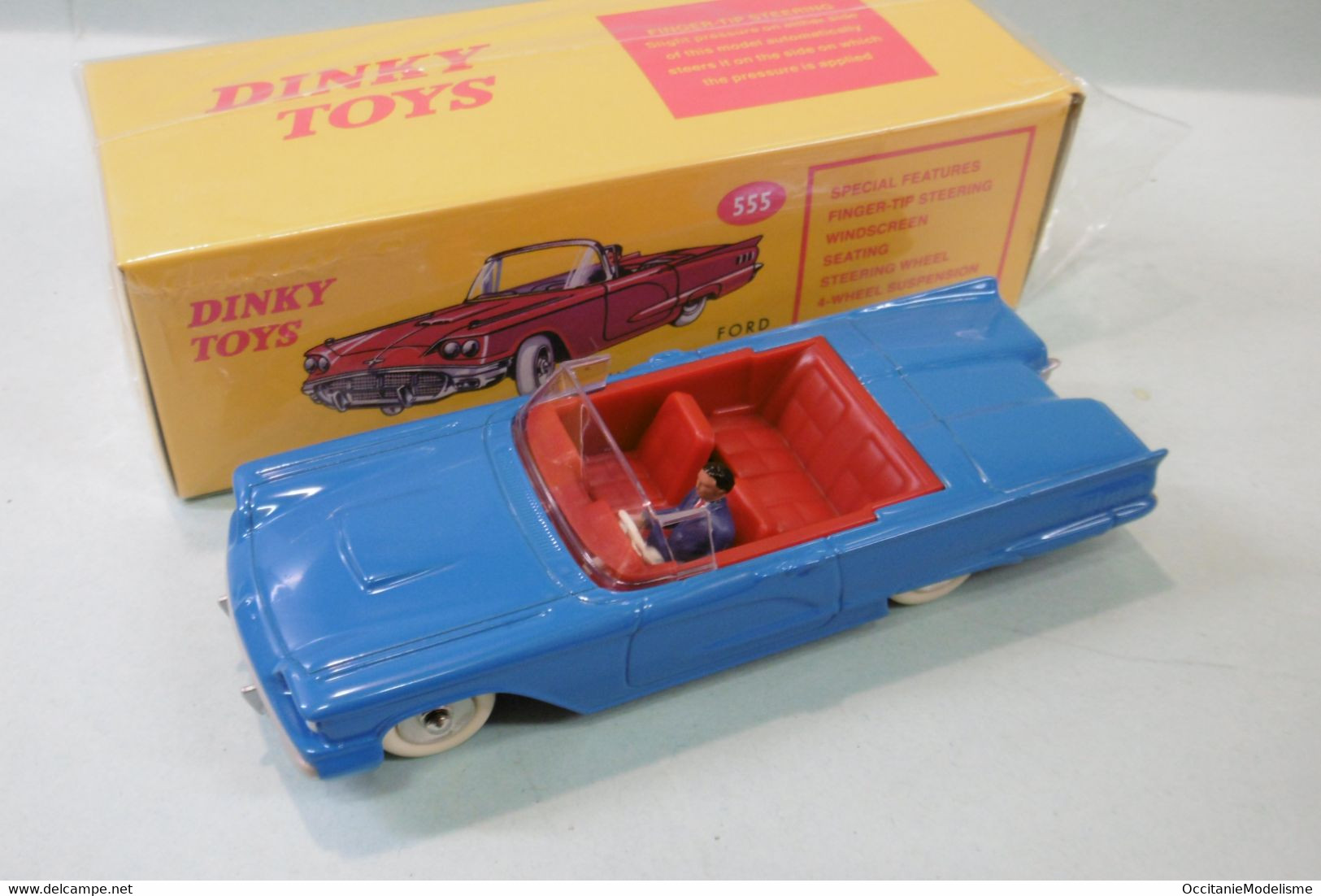 Dinky Toys / Atlas - FORD THUNDERBIRD T-BIRD Convertible Bleu Réf. 555 Neuf NBO 1/43 - Dinky