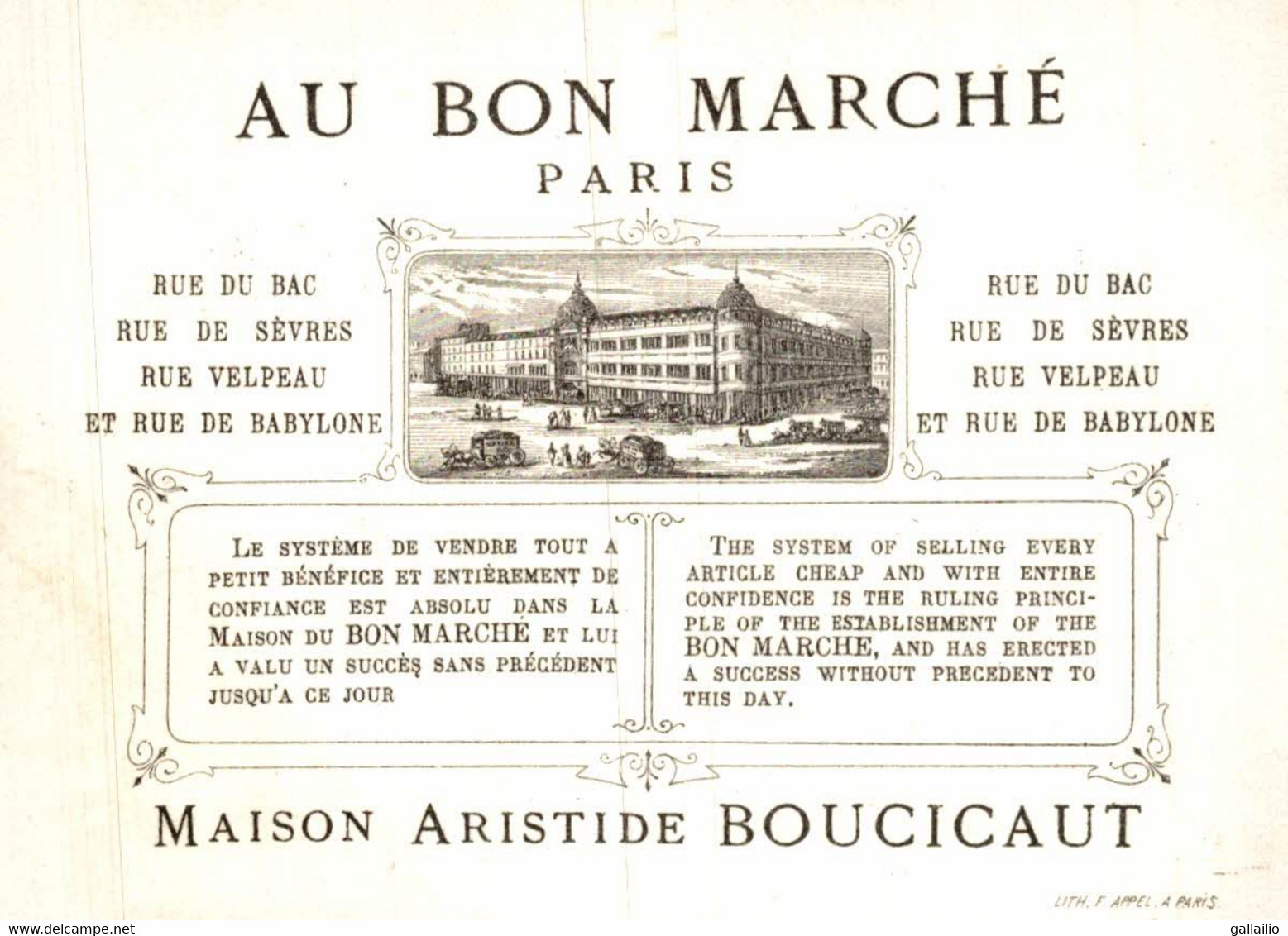 CHROMO AU BON MARCHE - Au Bon Marché