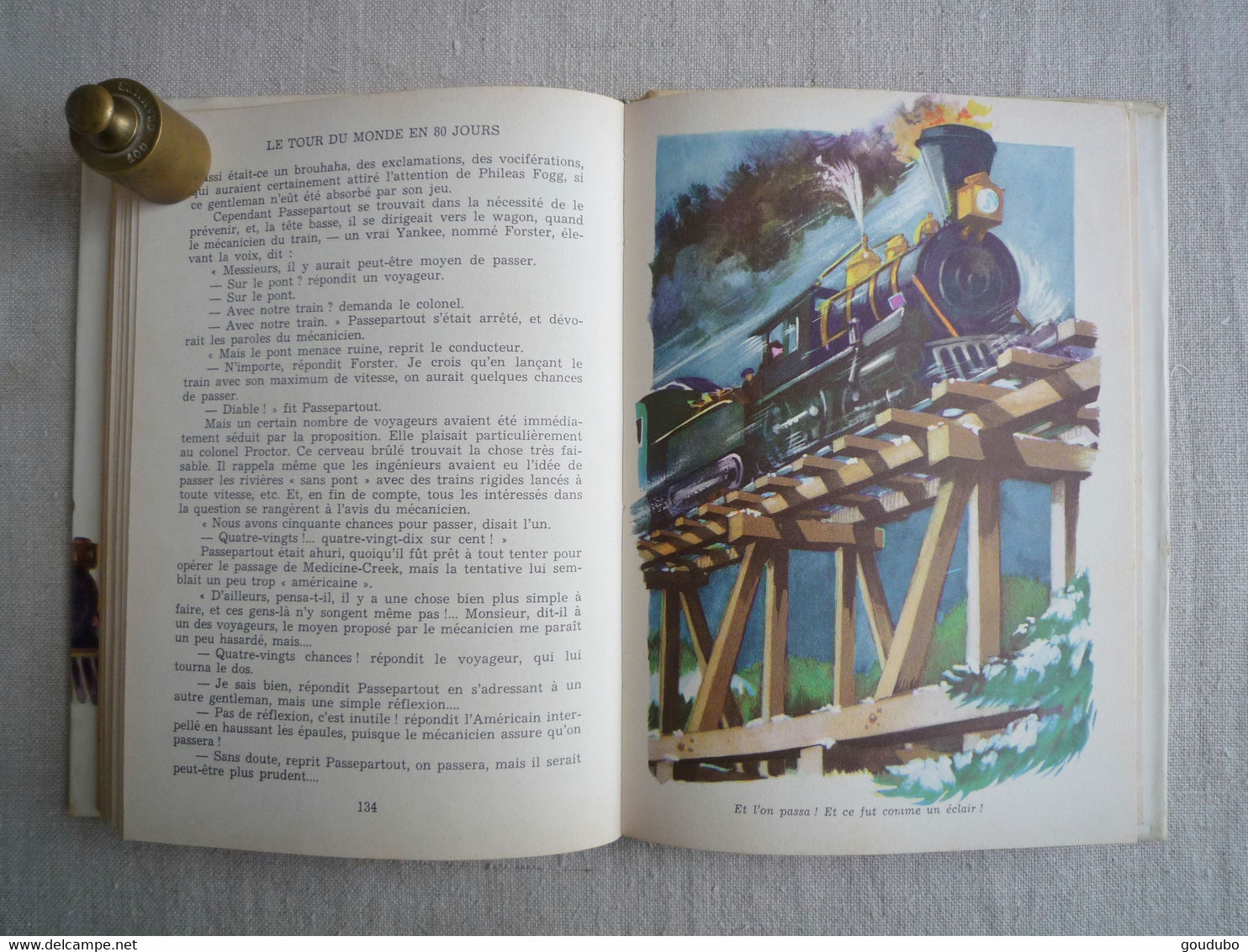 Jules Verne Le tour du monde en 80 jours Hachette 1957 Henri Dimpre Idéal bibliothèque.