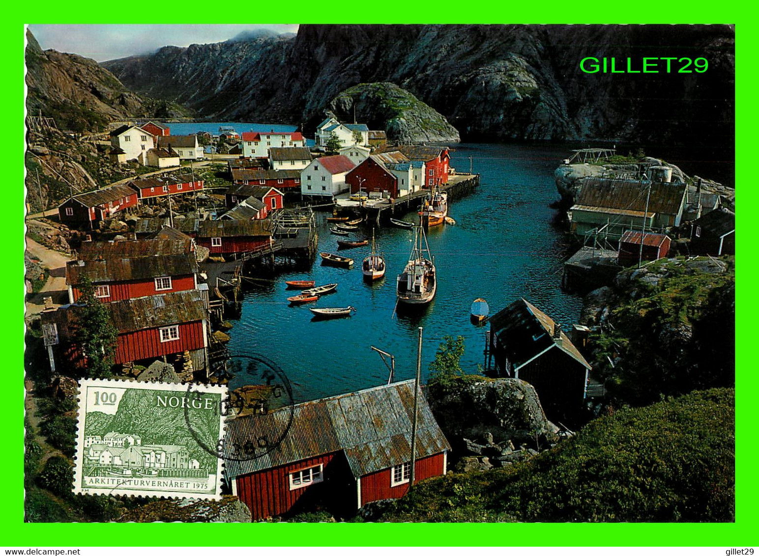 CARTE MAXIMUM - ROROS, NORWAY - NUSFJORD I LOFOTEN - ARCHITECTE DE LA TOURNÉE 1975 - MITTET - - Cartes-maximum (CM)