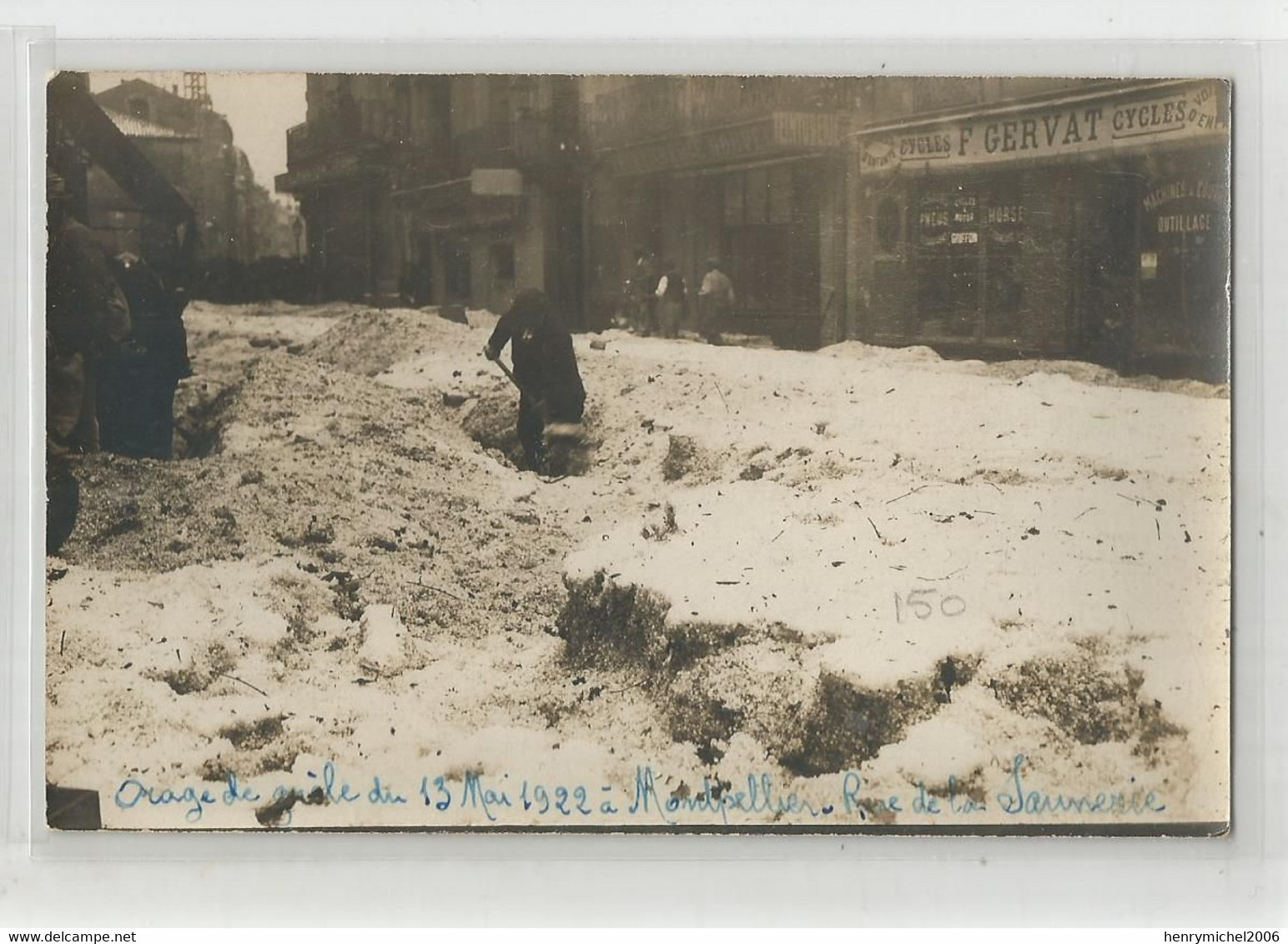 34 Hérault Montpellier Orage De Grelme Du 13 Mai 1922 Devant Cyles Gervat Rue De La Saunerie Carte Photo - Montpellier