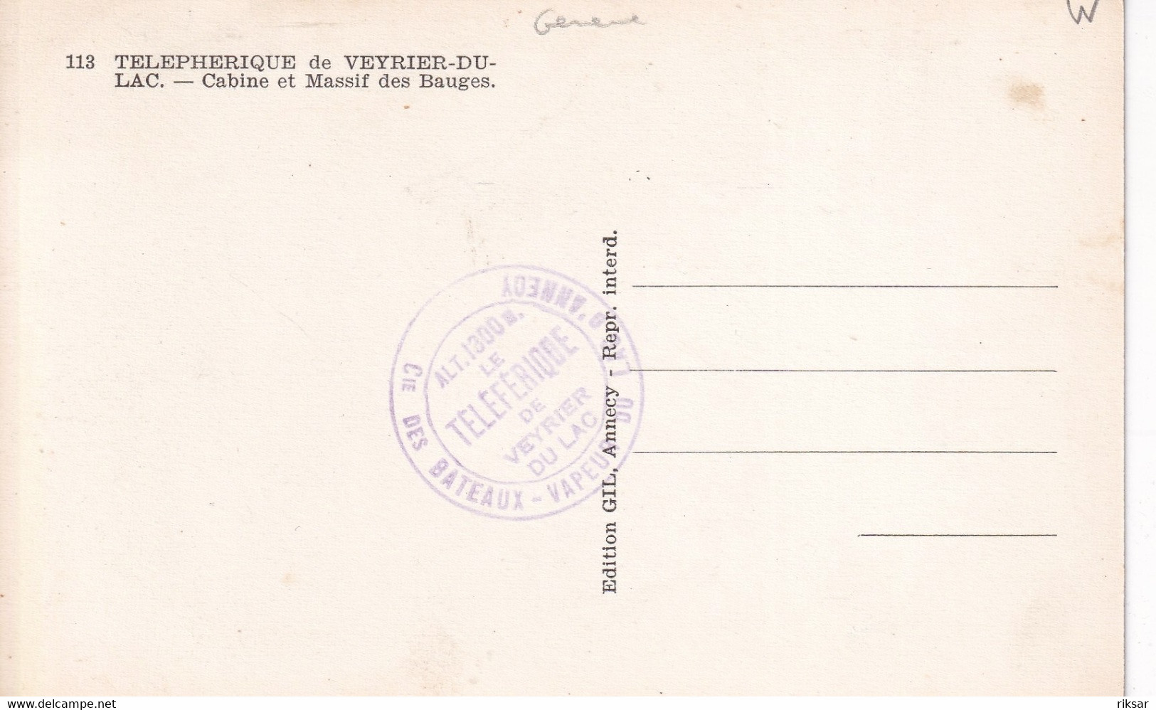 SUISSE(GENEVE) MONT VEYRIER(TELESIEGE) - Veyrier