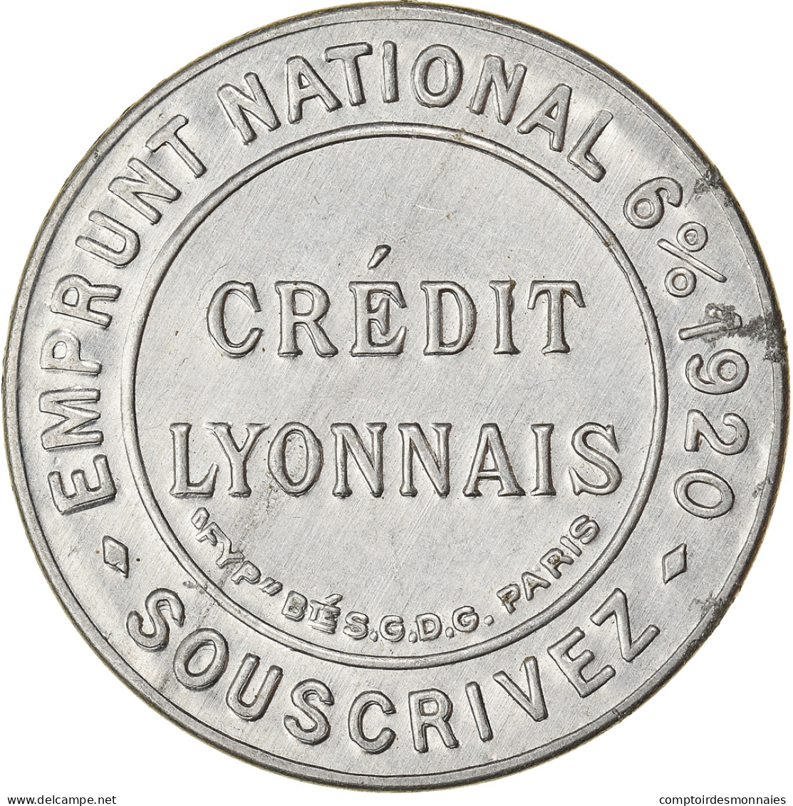 Monnaie, France, Credit Lyonnais, 10 Centimes, 1920, Timbre-Monnaie, TTB+ - Monétaires / De Nécessité