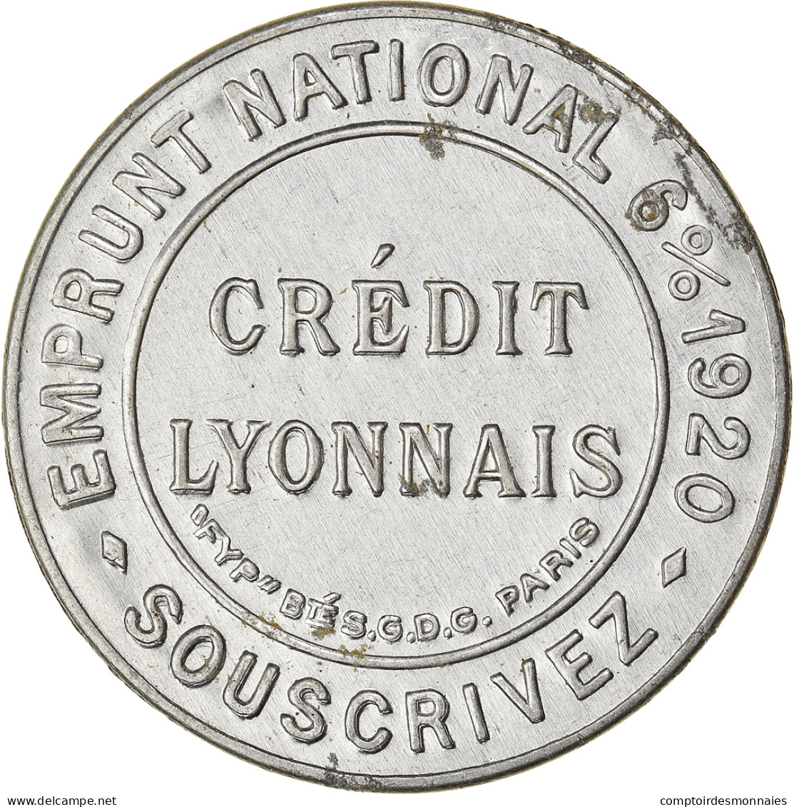 Monnaie, France, Credit Lyonnais, 10 Centimes, 1920, Timbre-Monnaie, TTB+ - Monétaires / De Nécessité