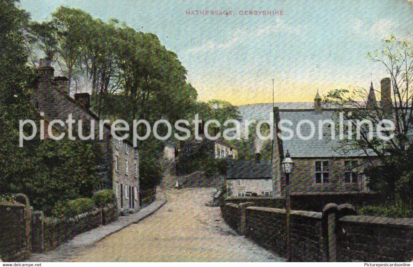 HATHERSAGE OLD COLOUR POSTCARD DERBYSHIRE - Derbyshire
