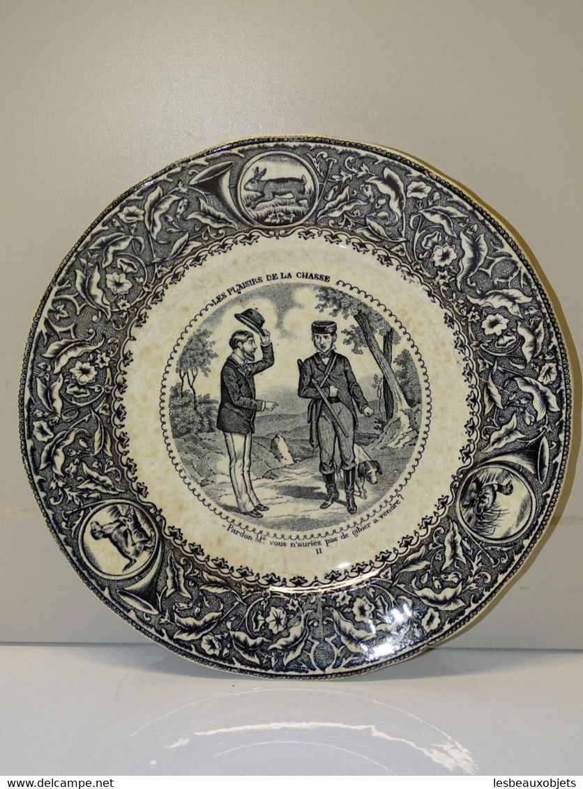 *BELLE ANCIENNE ASSIETTE J.VIEILLARD LES PLAISIRS DE LA CHASSE COLLECTION déco N° 11   E