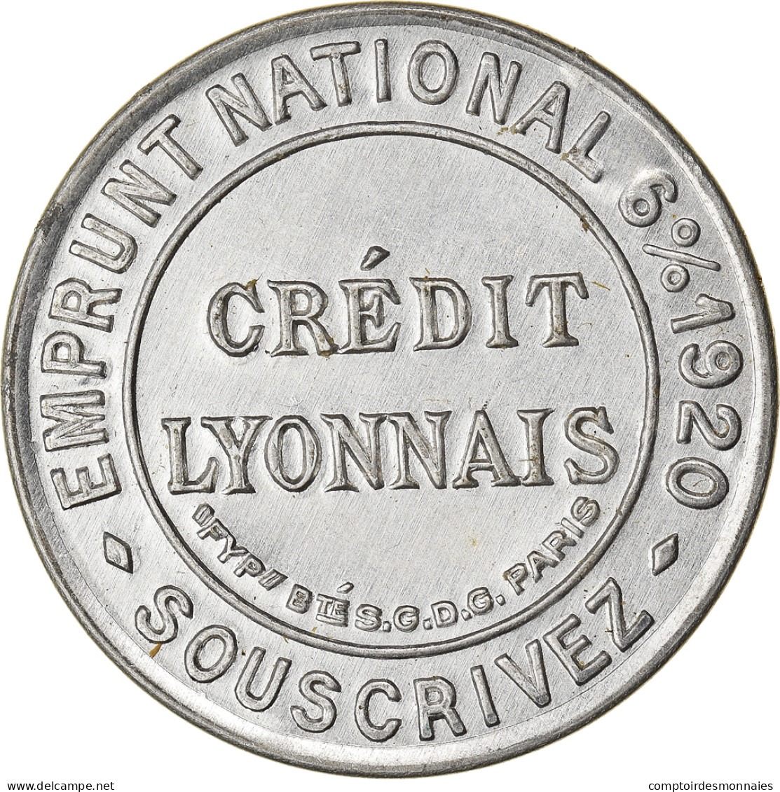 Monnaie, France, Credit Lyonnais, 5 Centimes, 1920, Timbre-Monnaie, TTB+ - Monétaires / De Nécessité