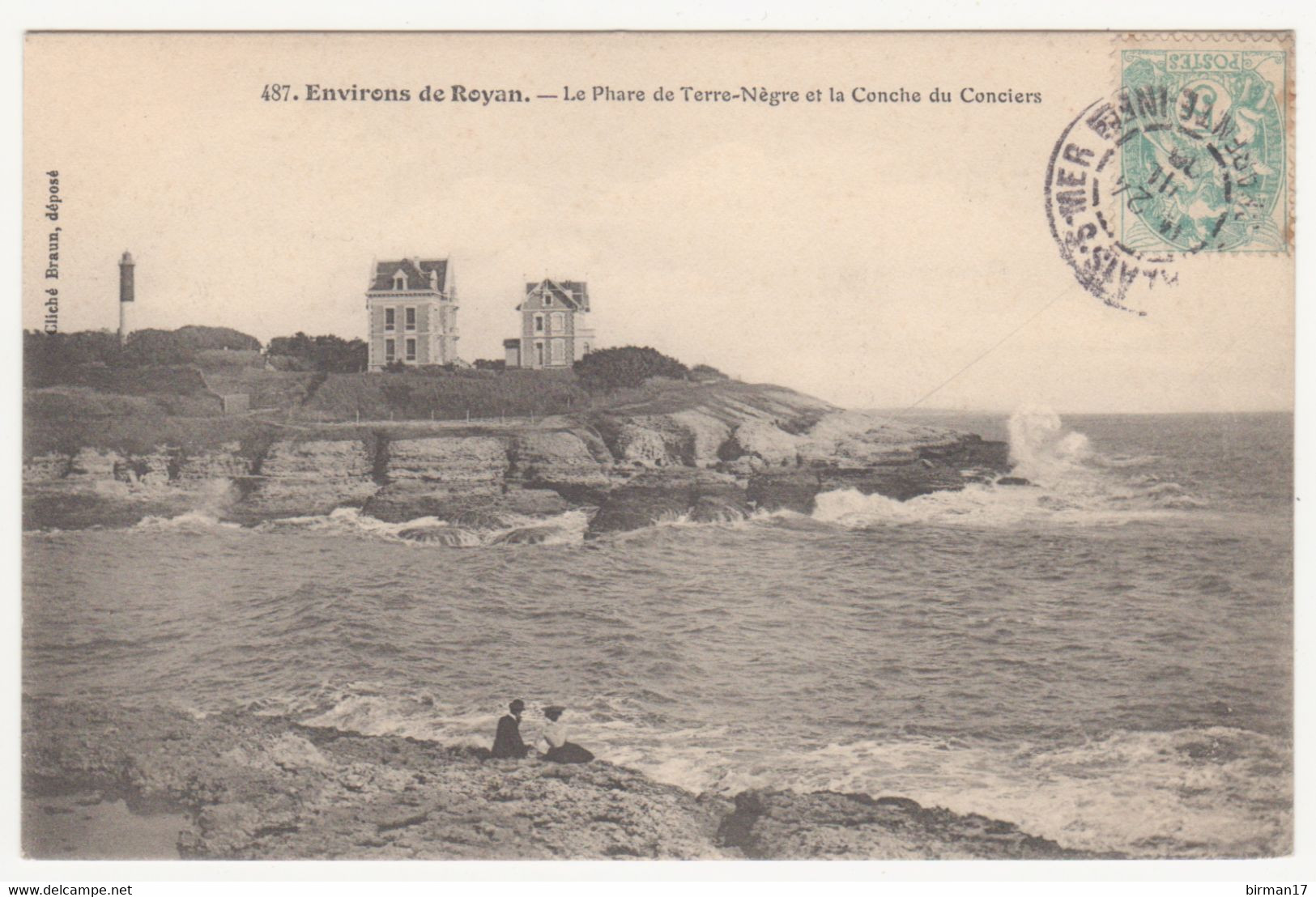 CPA 17 Environs De ROYAN – Braun N° 487 – Le Phare De Terre-Nègre Et La Conche Du Conciers - Royan