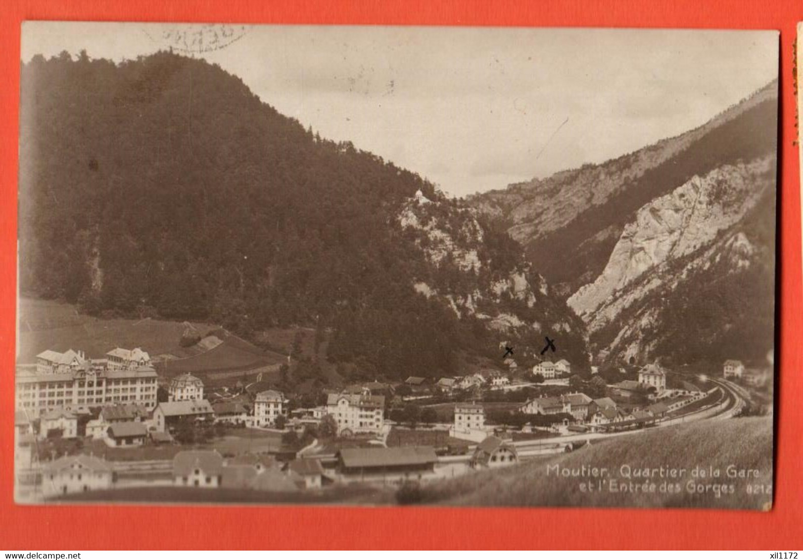 EAY-05 Moutier  Quartier De La GAre Et Entrée Des Gorges.  Circulé 1920 Perrochet-M. 8212 - Moutier