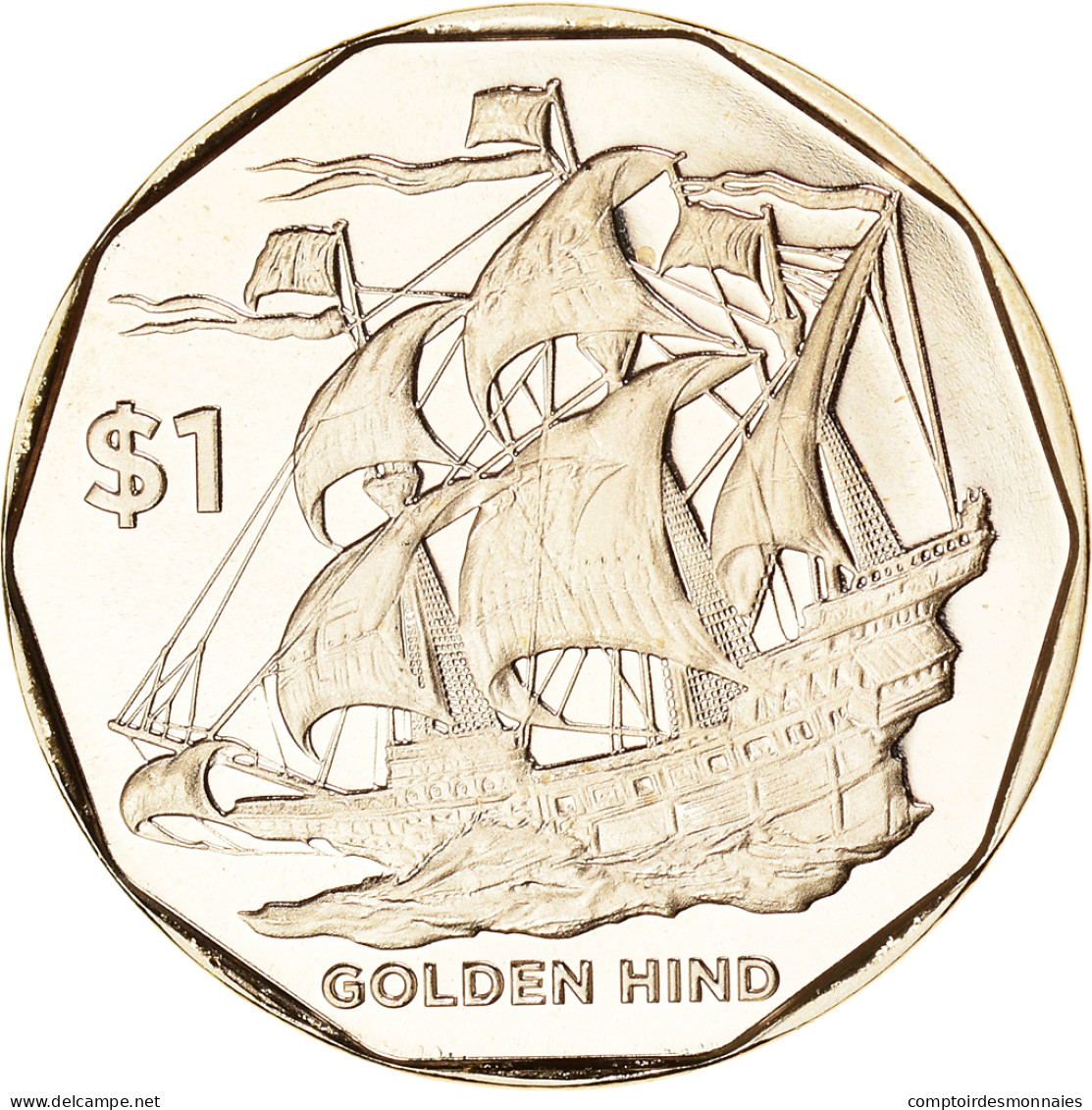 Monnaie, Îles Vierges Britanniques, The Golden Hind, 1 Dollar, 2022, FDC, FDC - Iles Vièrges Britanniques